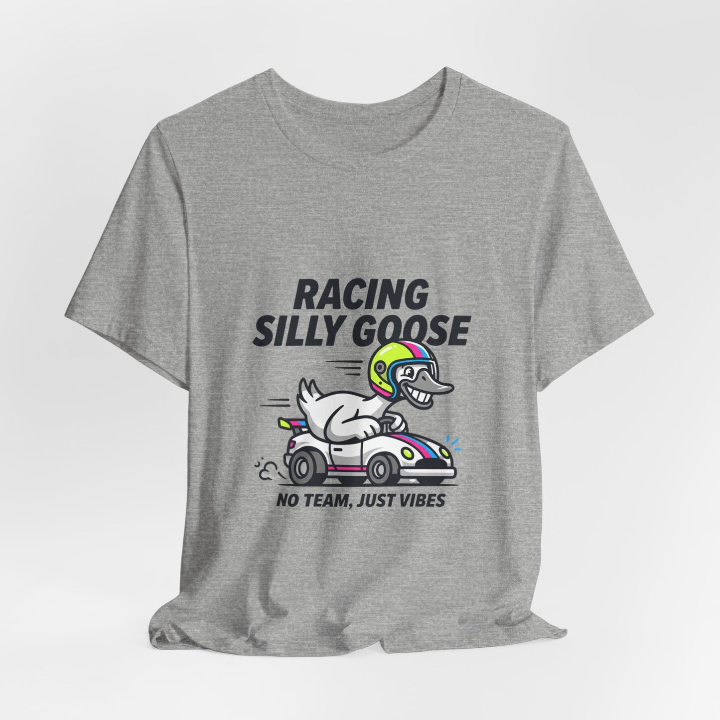 Racing Silly Goose Tee | motorsport parody, checkered race day humor