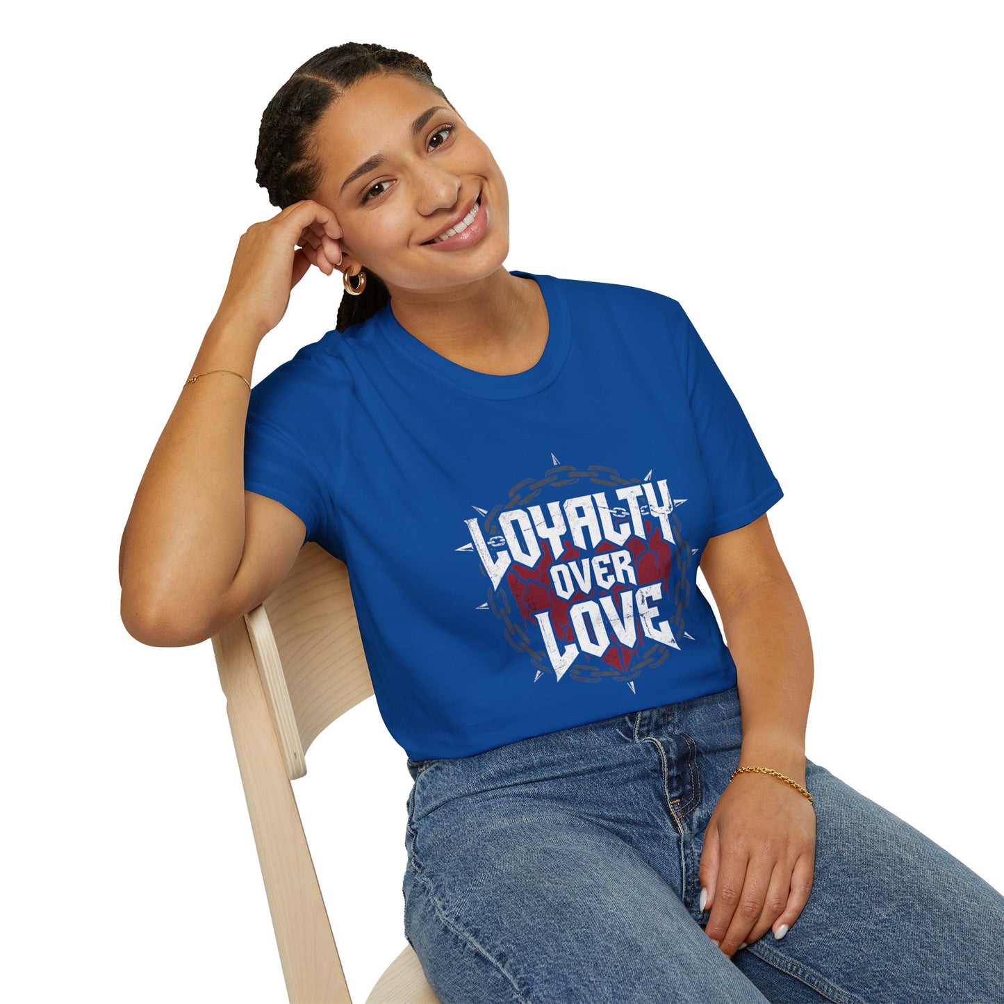 Loyalty Over Love T-Shirt — Edgy Heart & Chain Graphic Tee