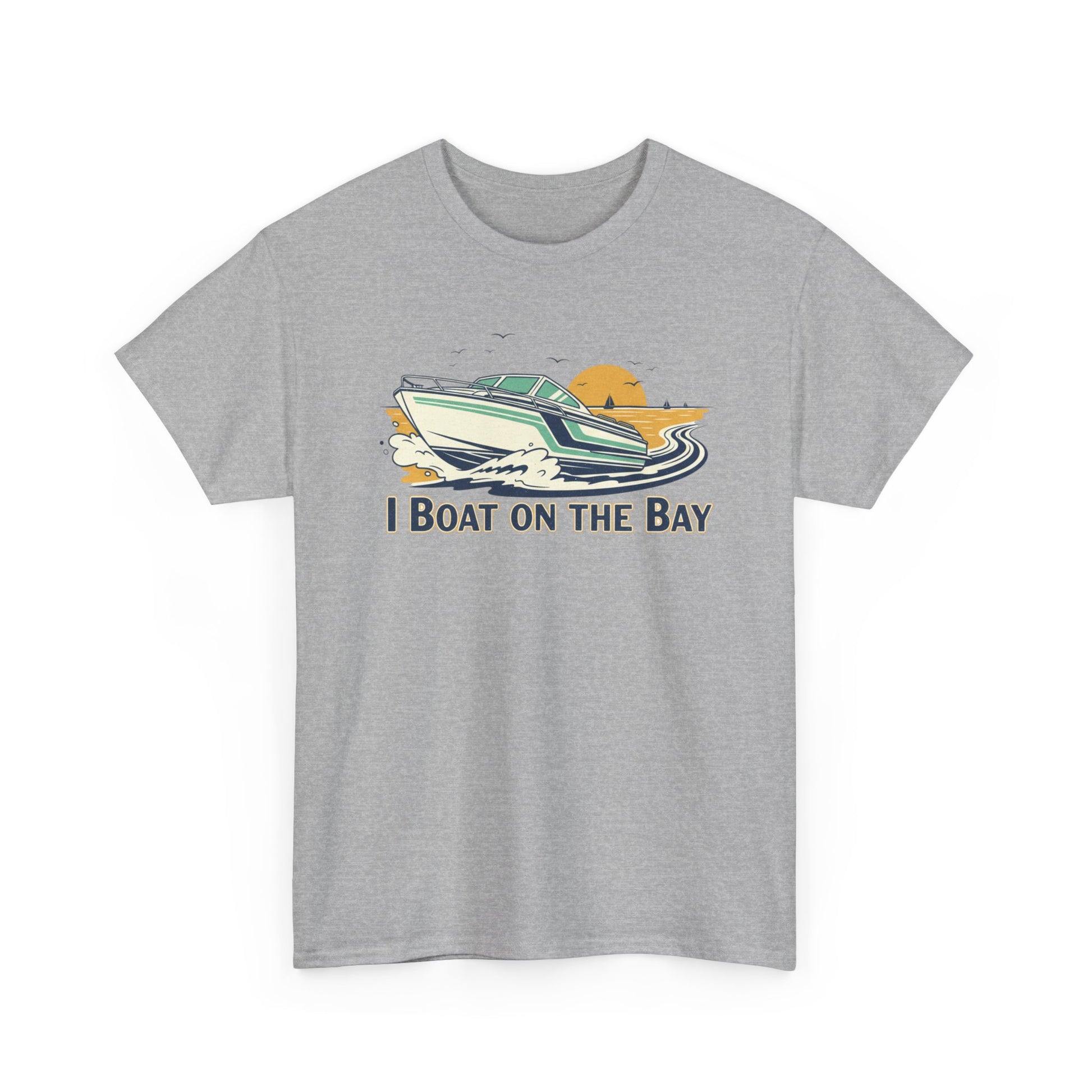 Boat on the Bay T-Shirt — Retro Motorboat Sunset Tee Printify