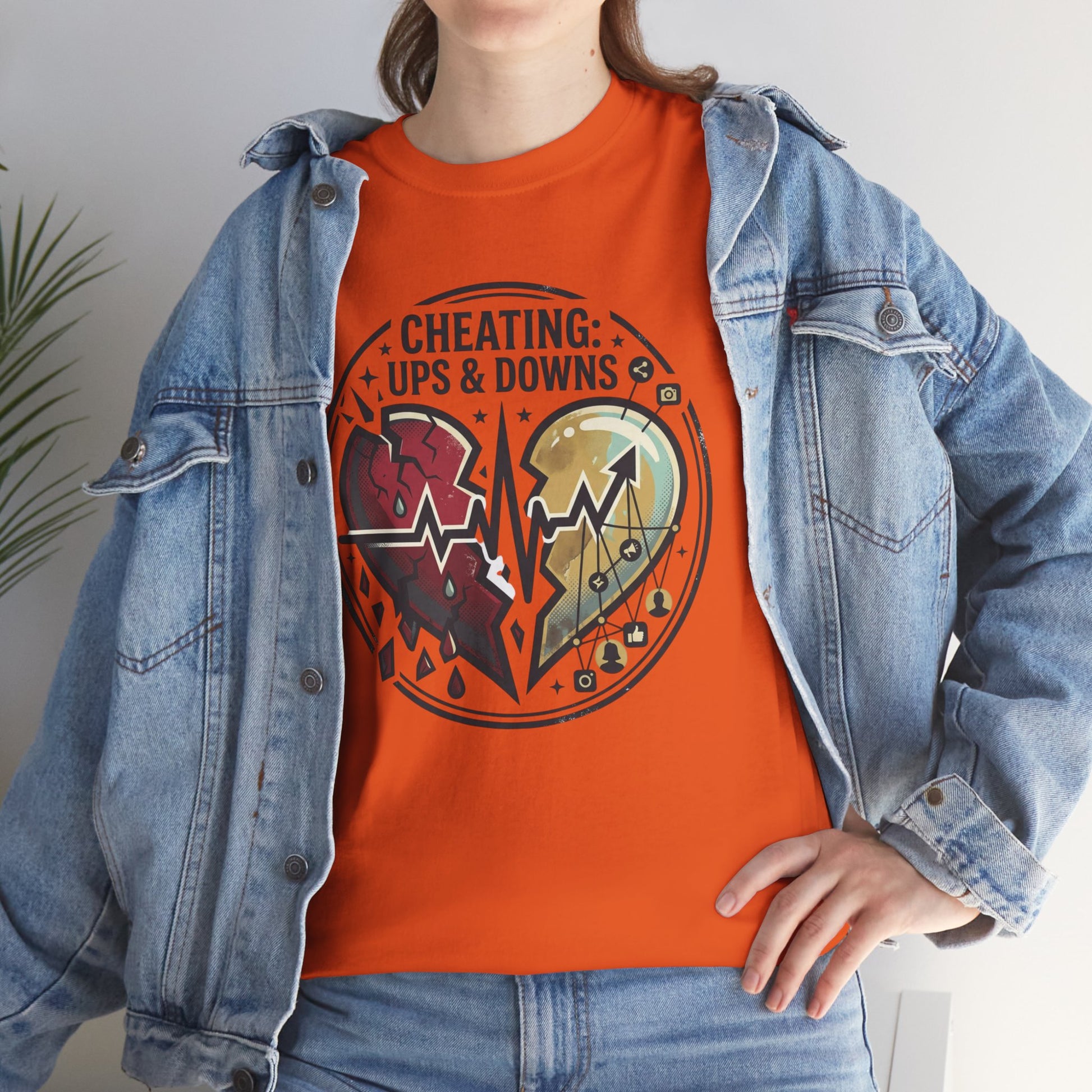 Cheating: Ups & Downs Broken Heart Graphic Tee Printify