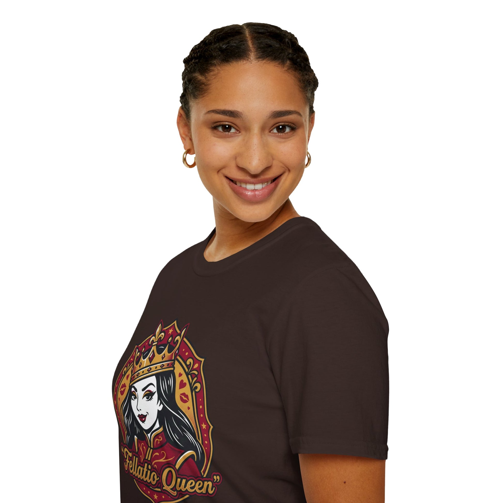 "Fellatio Queen" Retro Pinup Crown Graphic Tee Printify