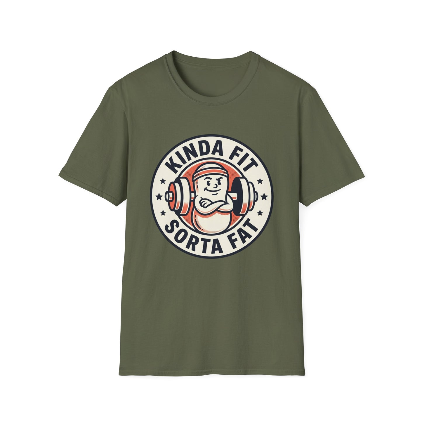 Kinda Fit Sorta Fat Funny Gym T-Shirt — Humorous Weightlifting Tee