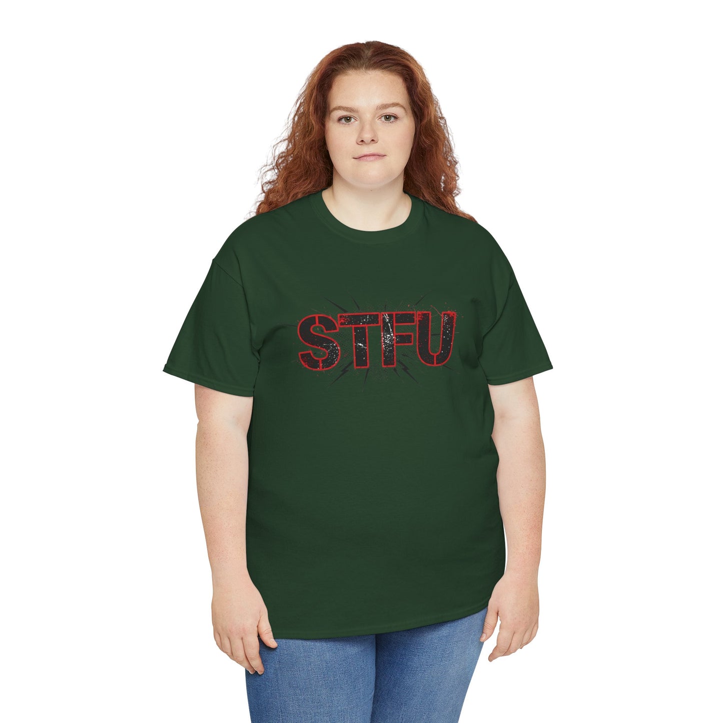 STFU Graphic Tee — Bold Distressed Text Shirt for Statement Style Printify