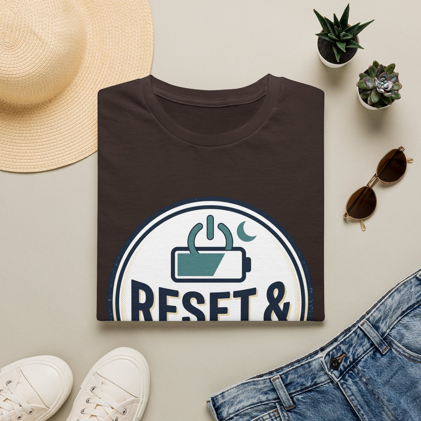 Reset & Recharge T-Shirt — Self-Care Relaxation Graphic Tee