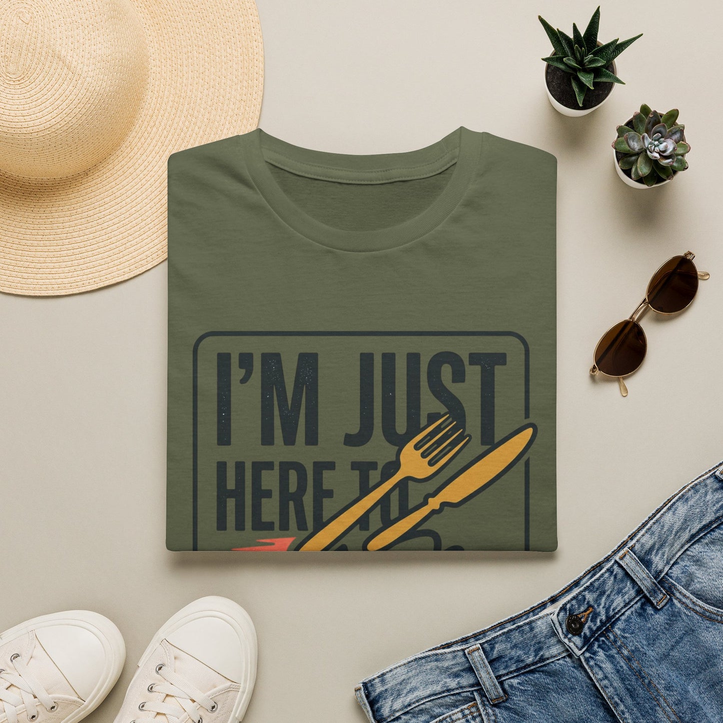 I'm Just Here to Eat and Run T-Shirt — Funny Runner & Foodie Tee