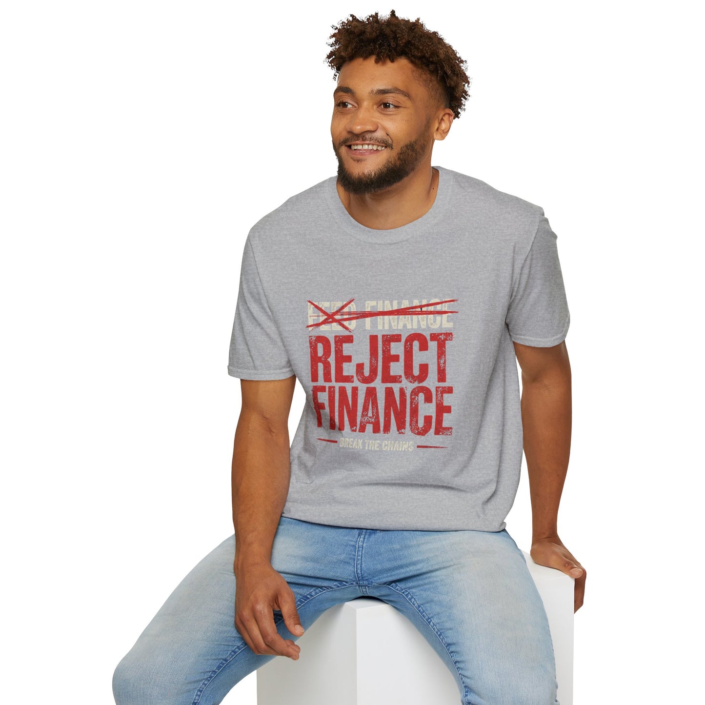 Reject Finance T-Shirt — Bold Red Protest Graphic Tee