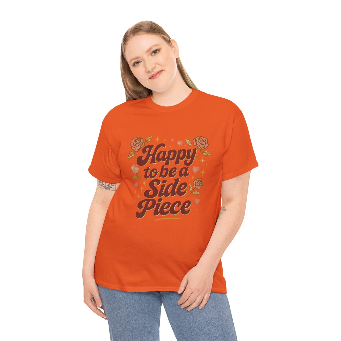 Happy to Be a Side Piece Tee — Retro Floral Statement T-Shirt
