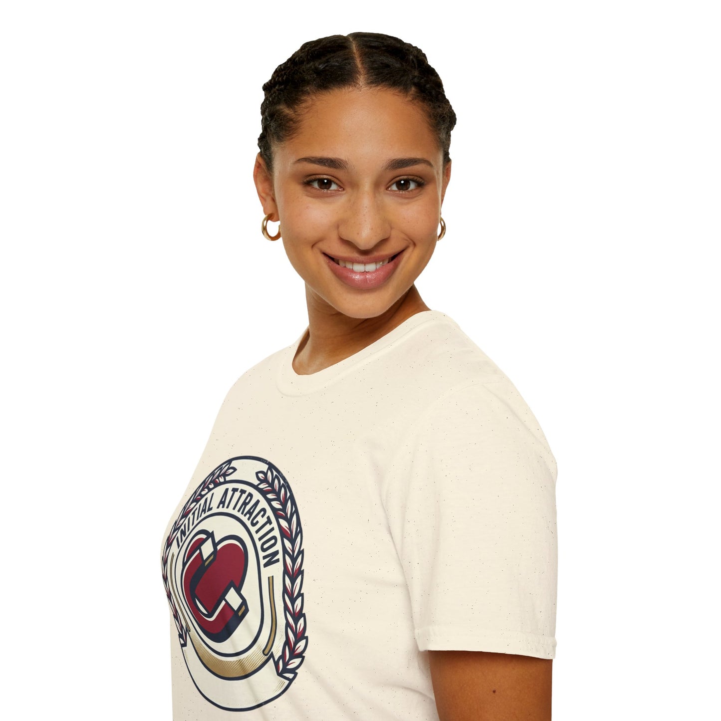 Initial Attraction T-Shirt — Retro Badge Heart Design