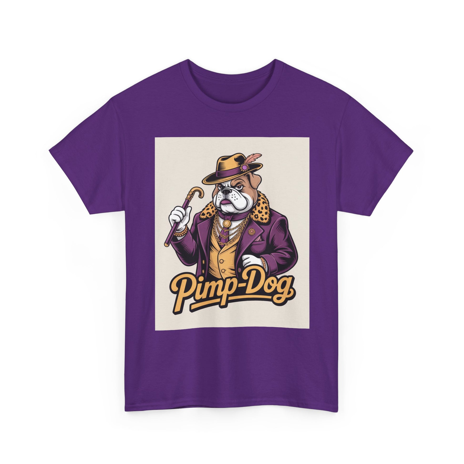 Pimp-Dog Graphic Tee — Retro Bulldog Character Shirt Printify