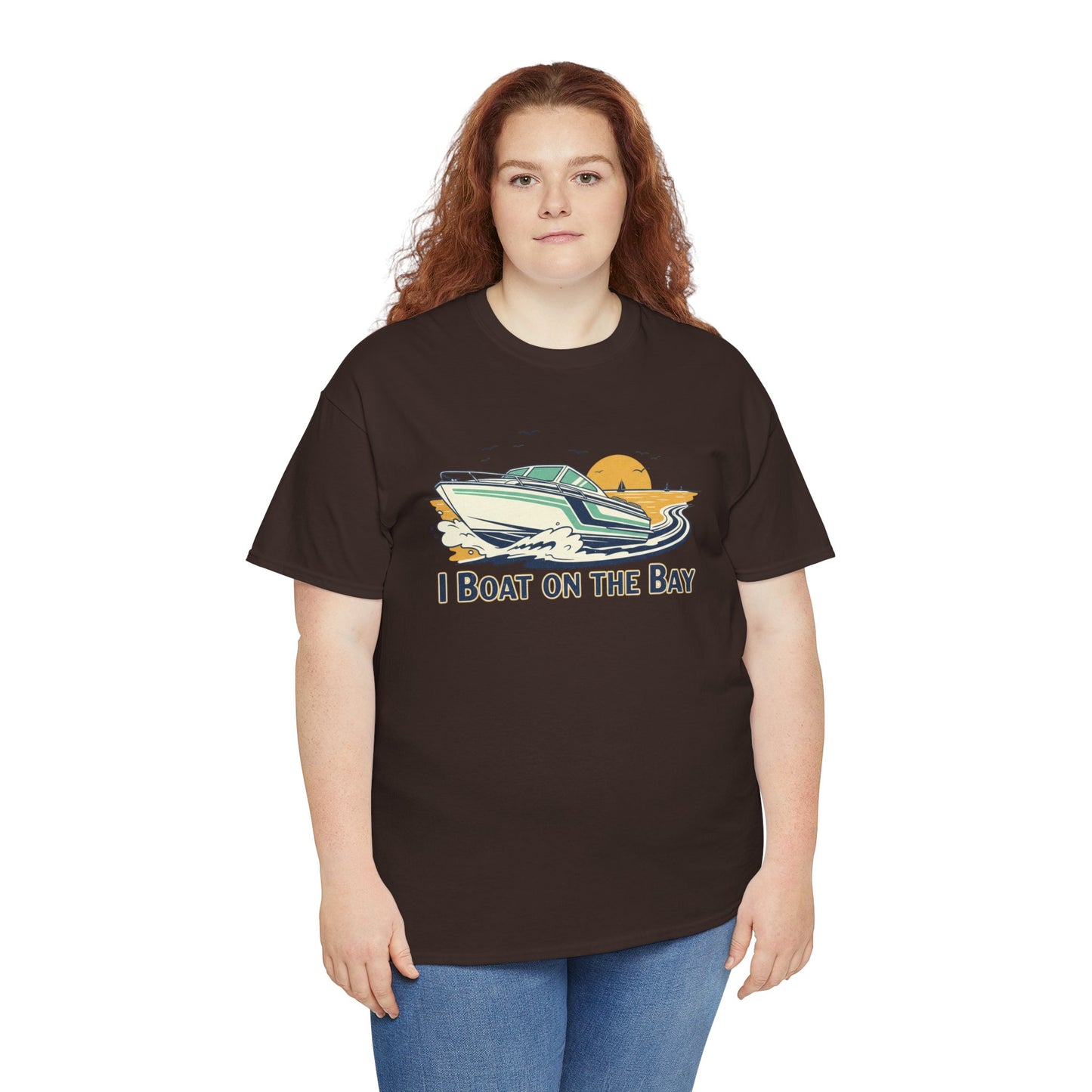 Boat on the Bay T-Shirt — Retro Motorboat Sunset Tee Printify