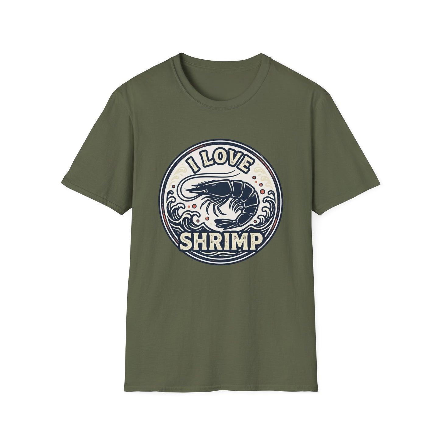 I Love Shrimp T-Shirt — Retro Seafood Crew Tee
