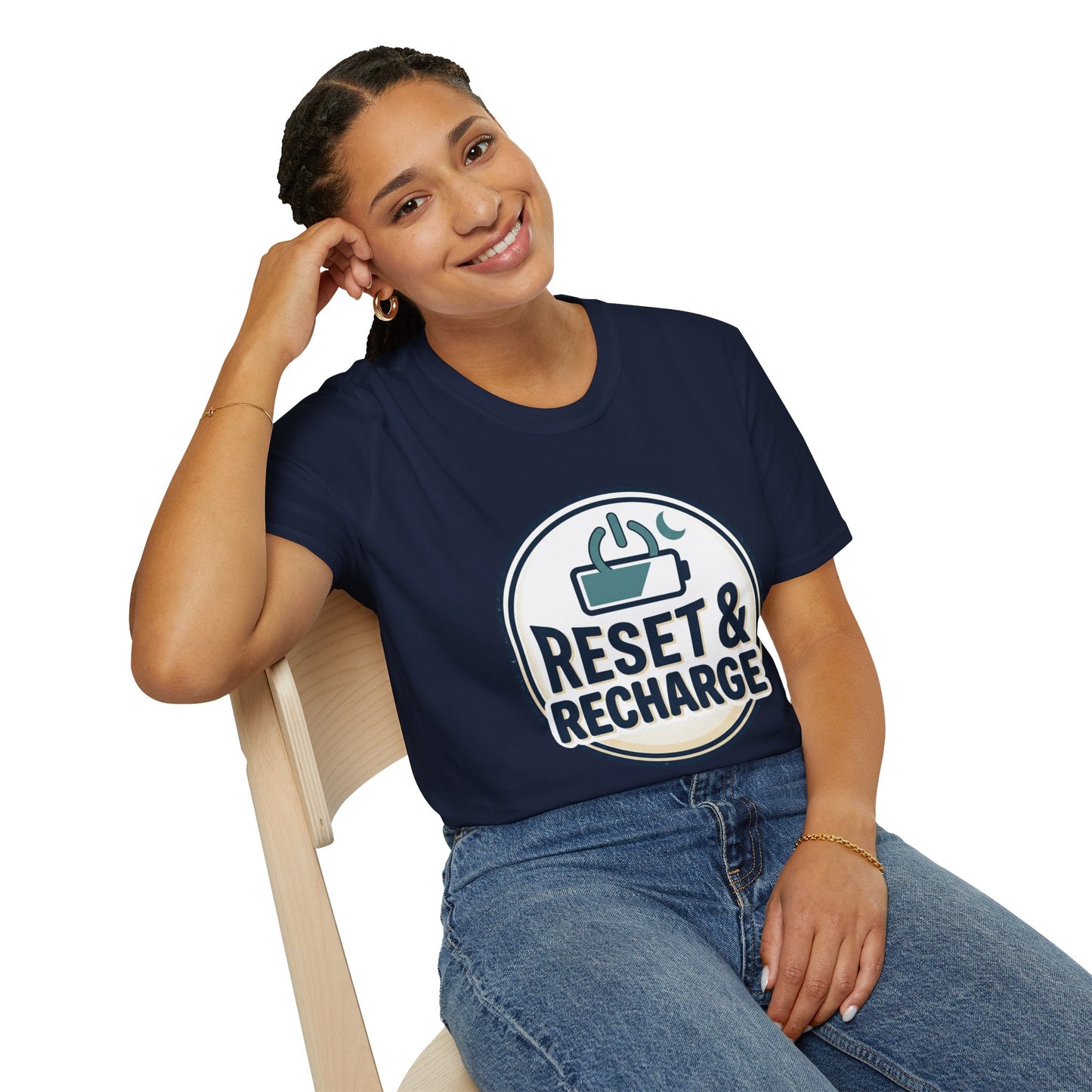 Reset & Recharge T-Shirt — Self-Care Relaxation Graphic Tee