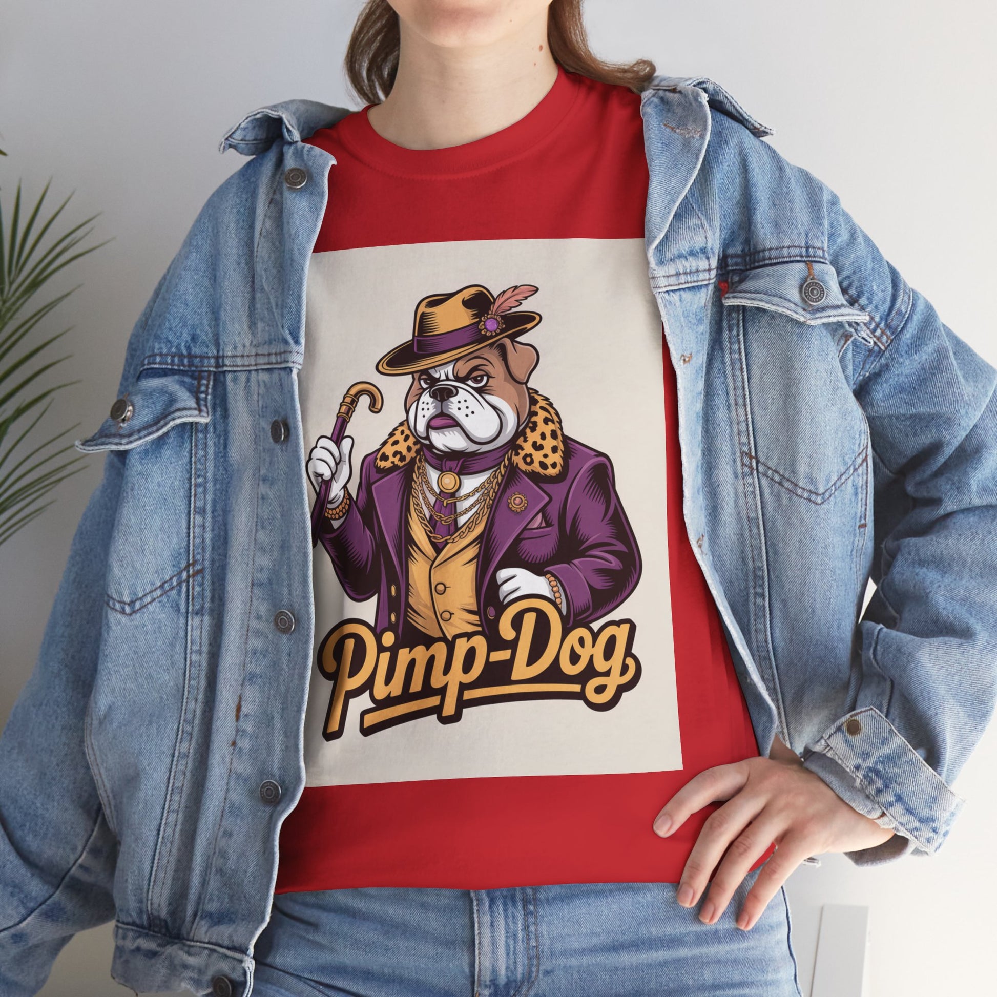 Pimp-Dog Graphic Tee — Retro Bulldog Character Shirt Printify