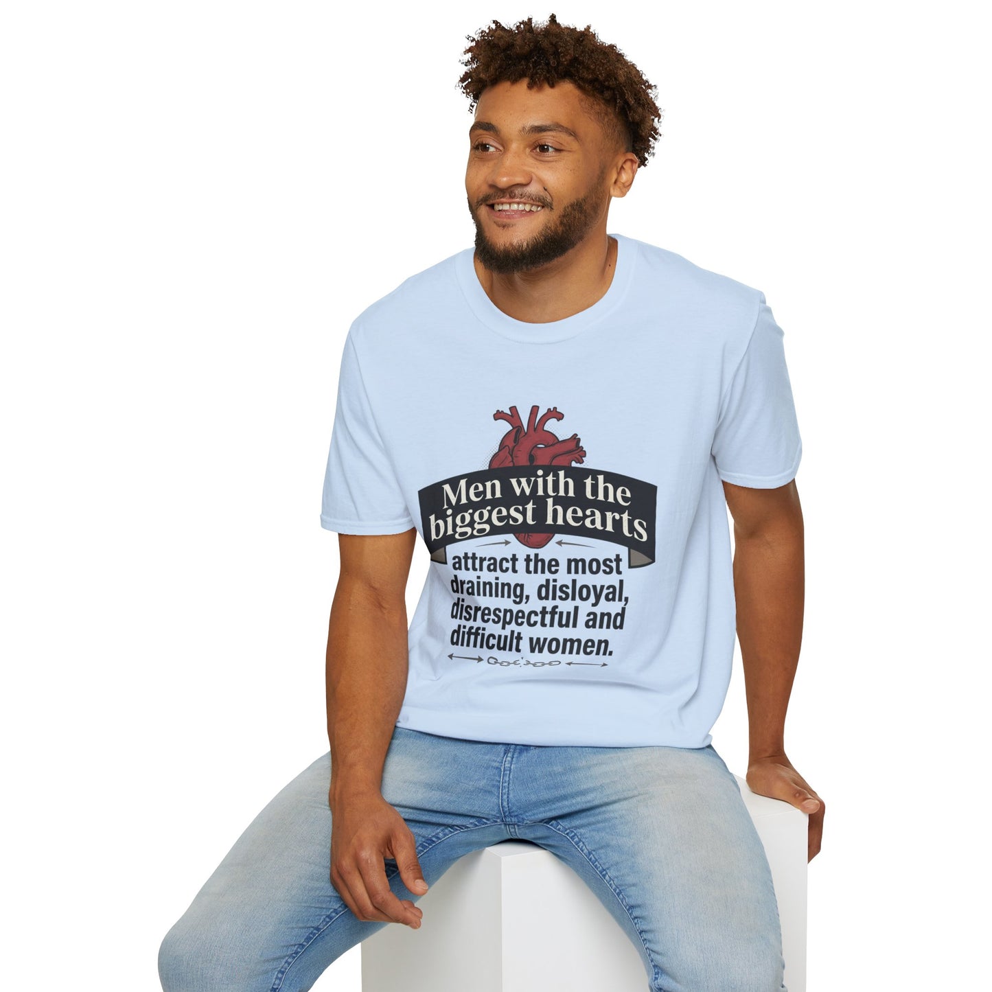 "Men with the Biggest Hearts" Funny Sarcastic Graphic Tee Printify