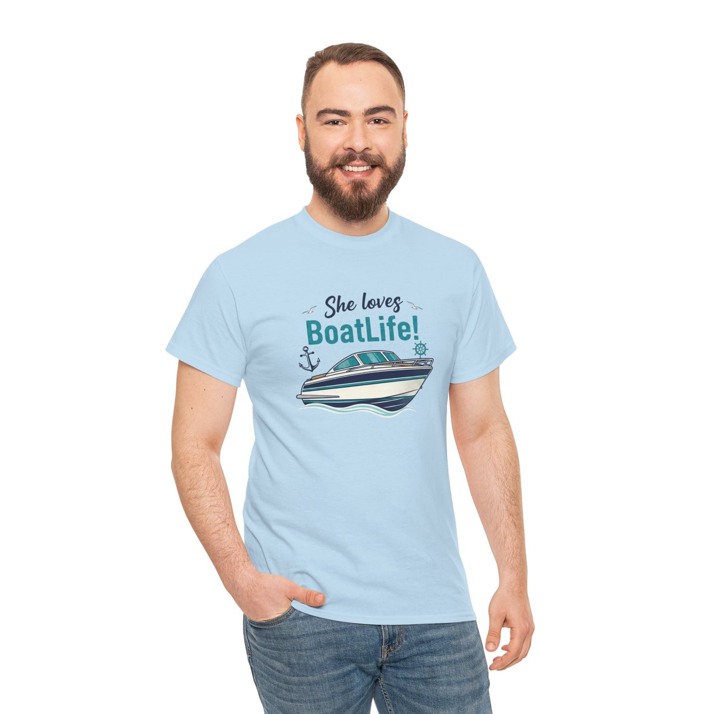 Boat Life T-Shirt — "She Loves BoatLife!" Graphic Tee for Boating Fans