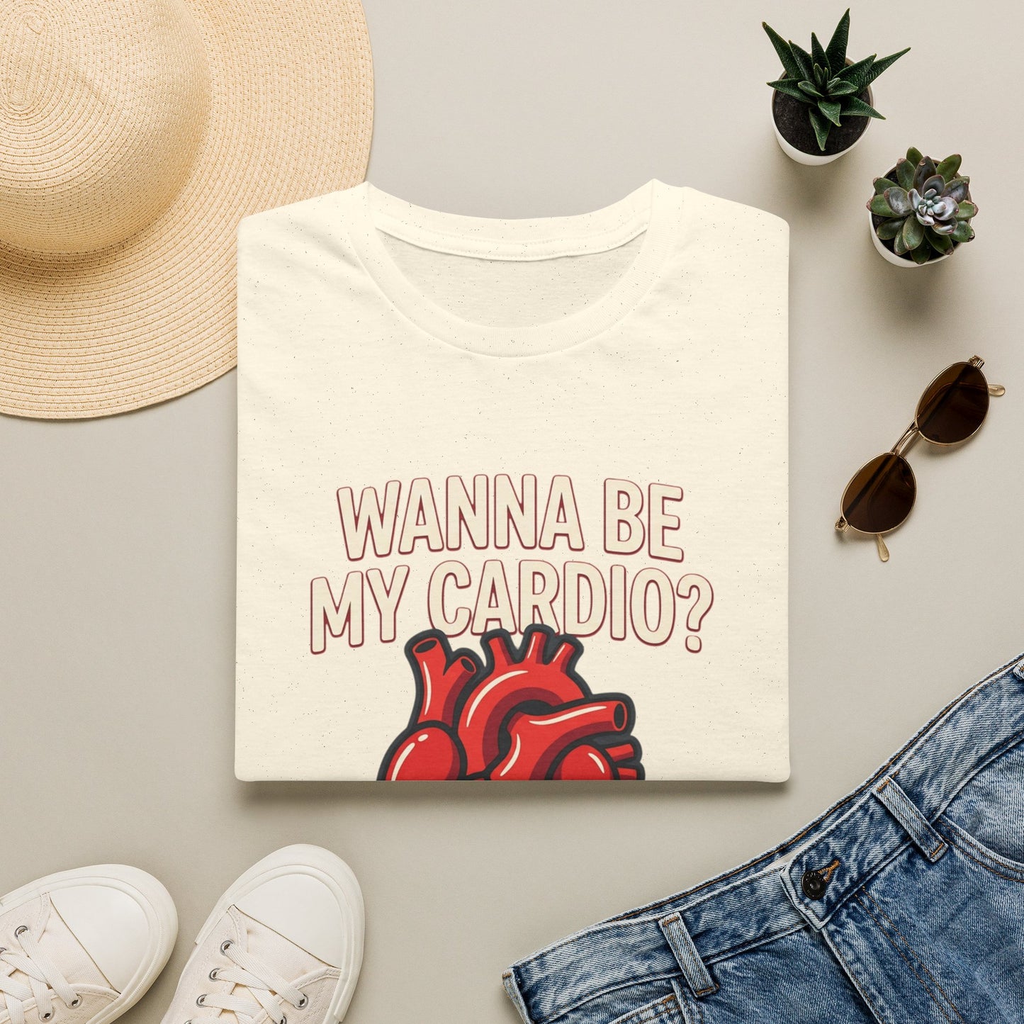 Wanna Be My Cardio? T-Shirt — Cute Anatomical Heart Graphic Tee