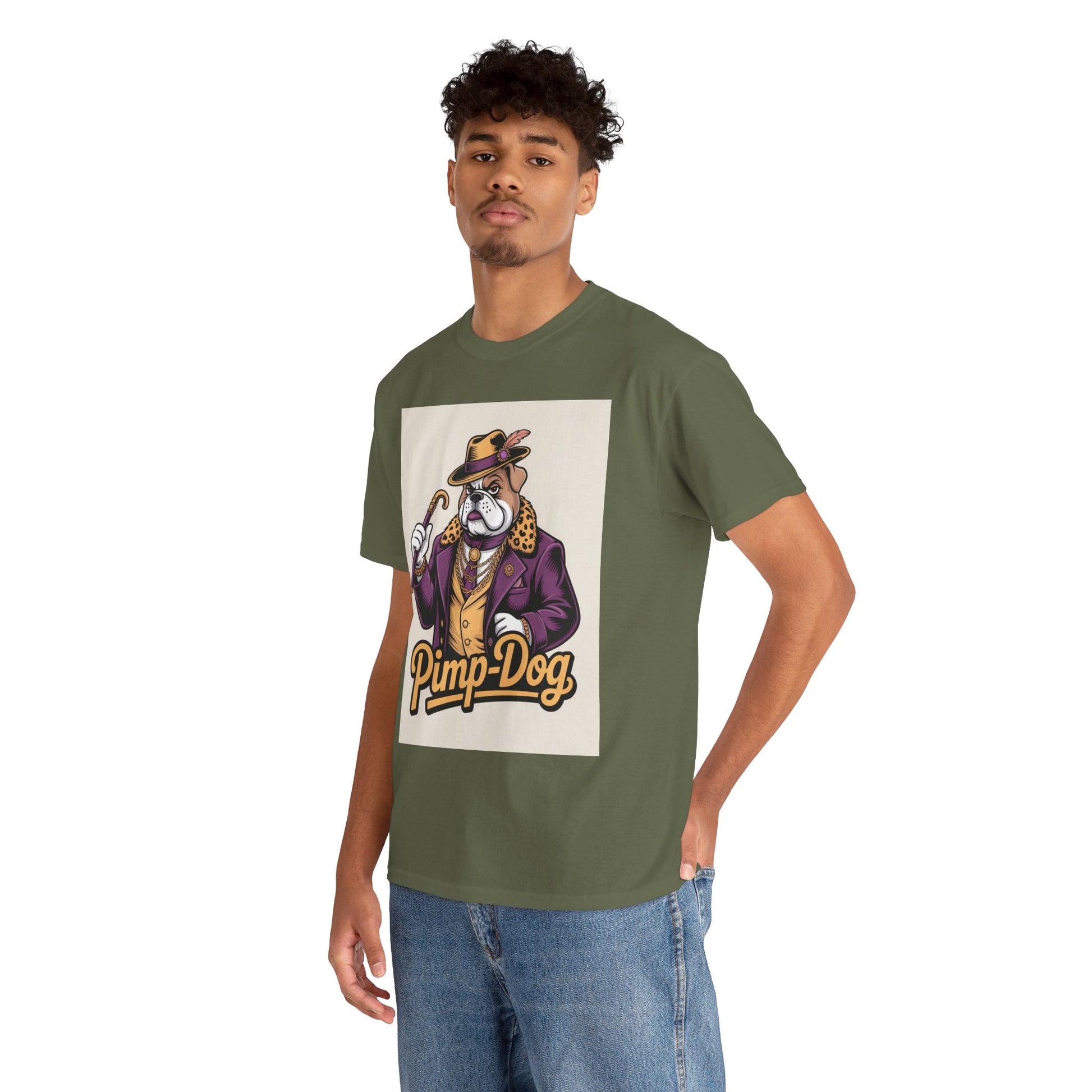Pimp-Dog Graphic Tee — Retro Bulldog Character Shirt Printify