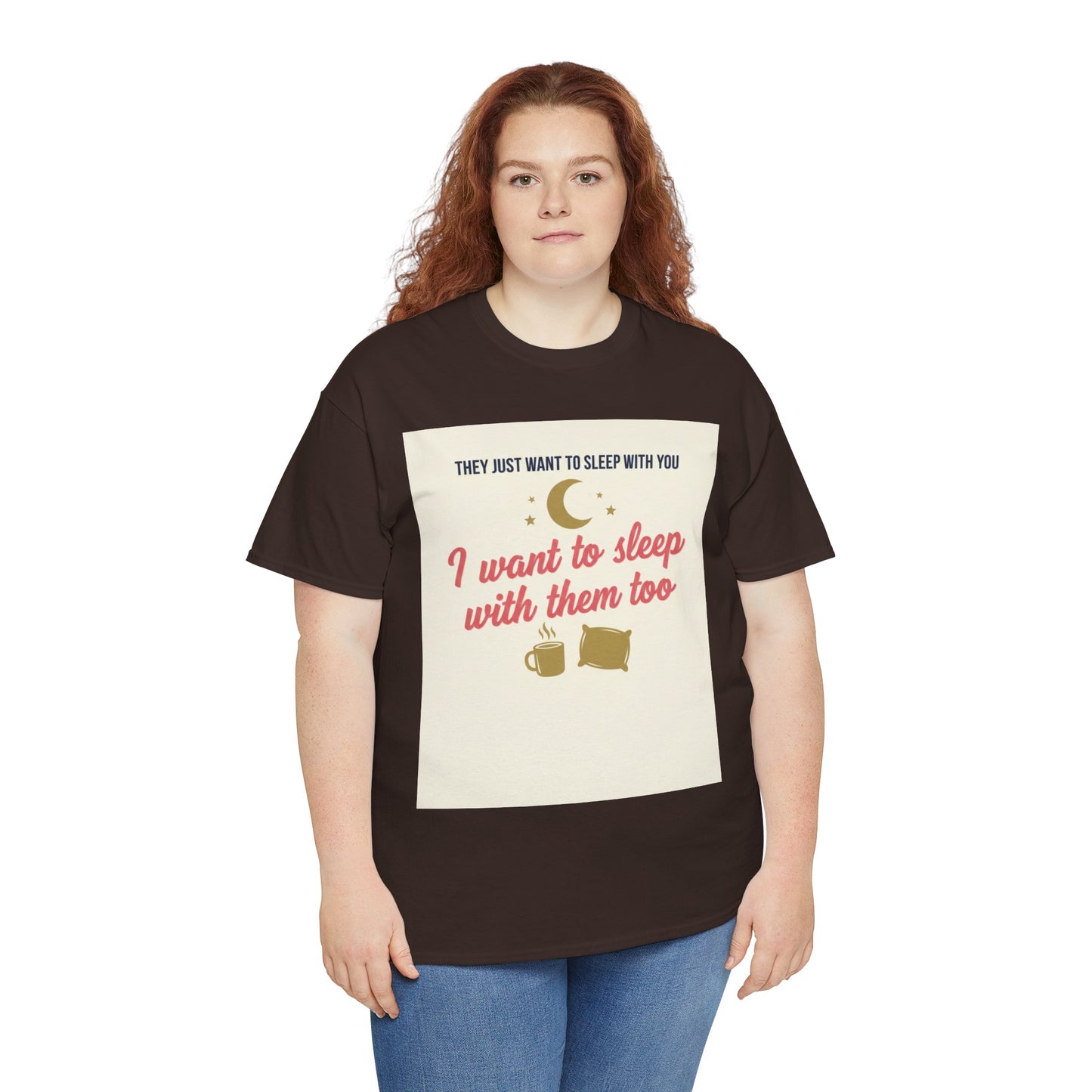 Sleepy Cats T-Shirt — "I Want to Sleep with Them Too" Cute Nighttime Pet Tee