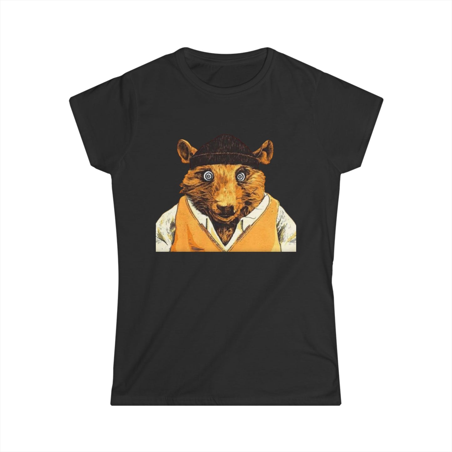 Beaver Portrait Tee — Retro Dressed Animal Graphic Women's Shirt