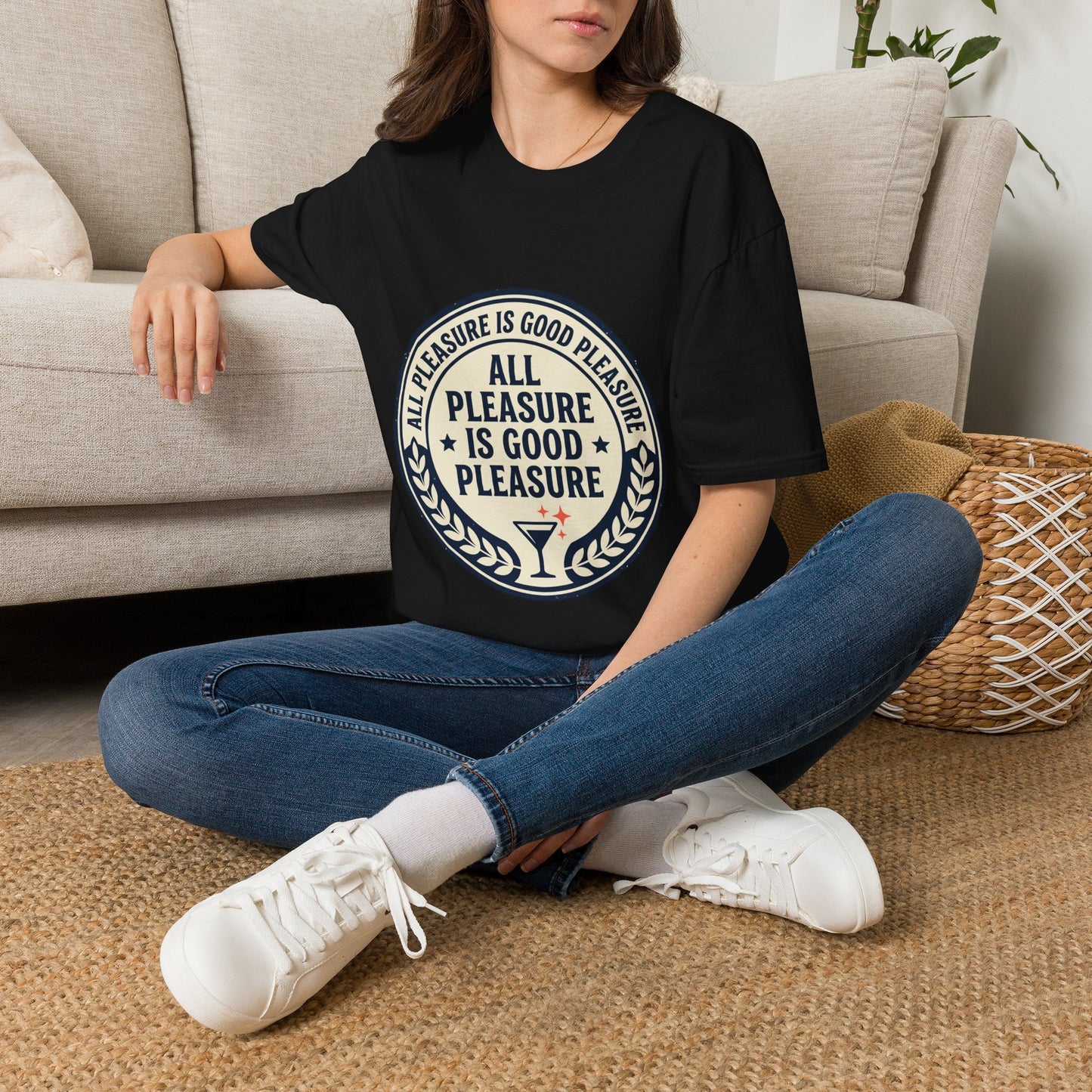"All Pleasure Is Good Pleasure" Vintage Badge Tee