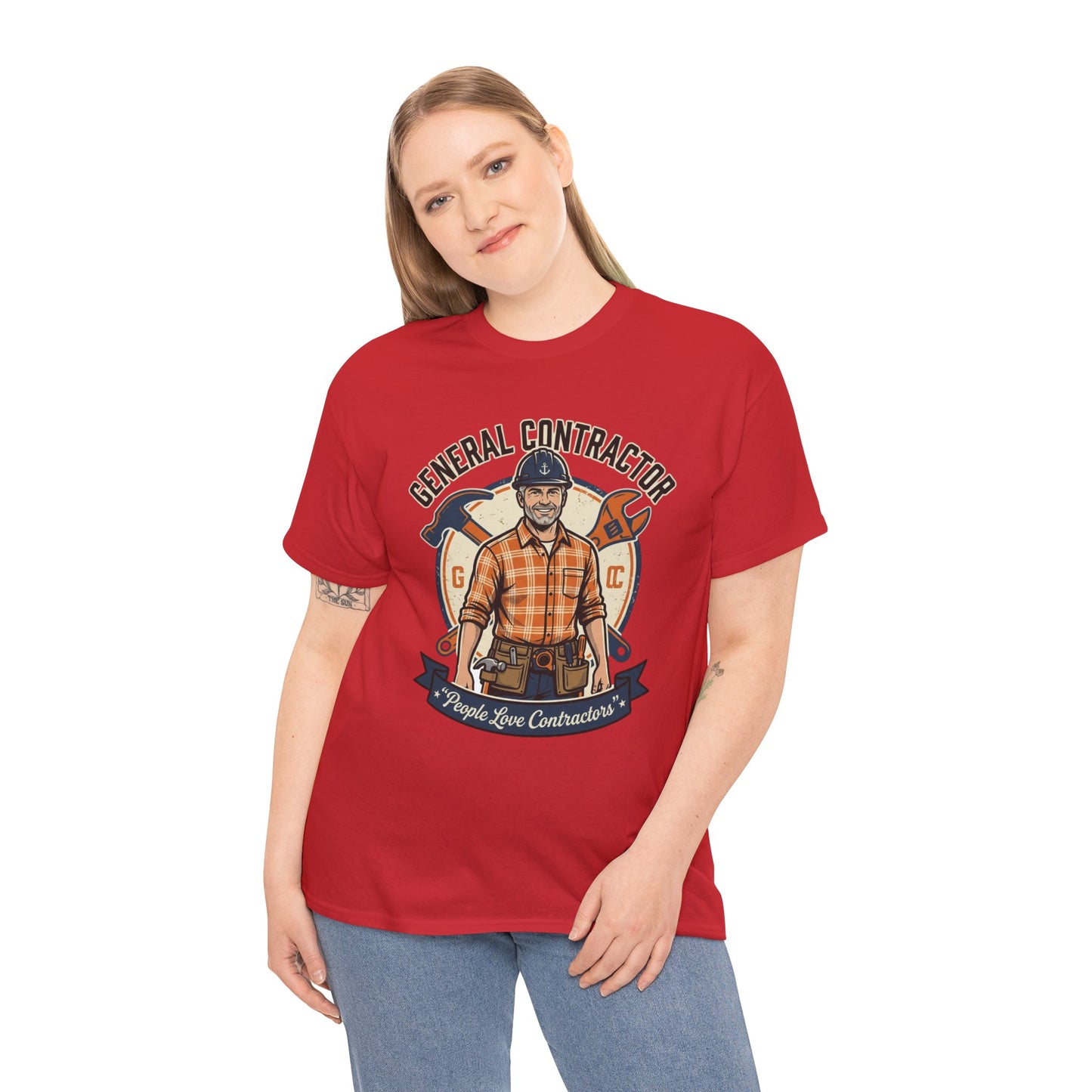 General Contractor T-Shirt — Vintage Construction Worker Logo Tee Printify