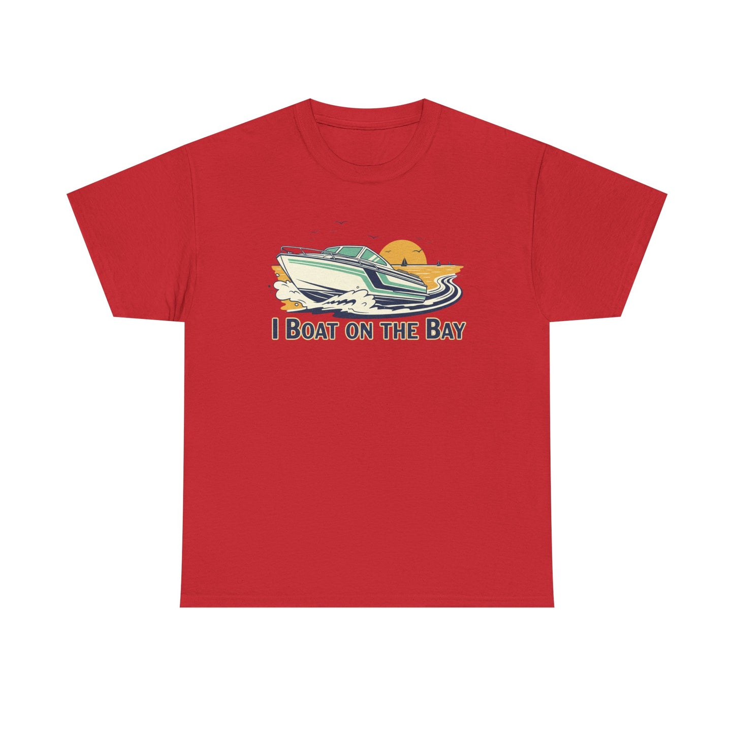 Boat on the Bay T-Shirt — Retro Motorboat Sunset Tee Printify