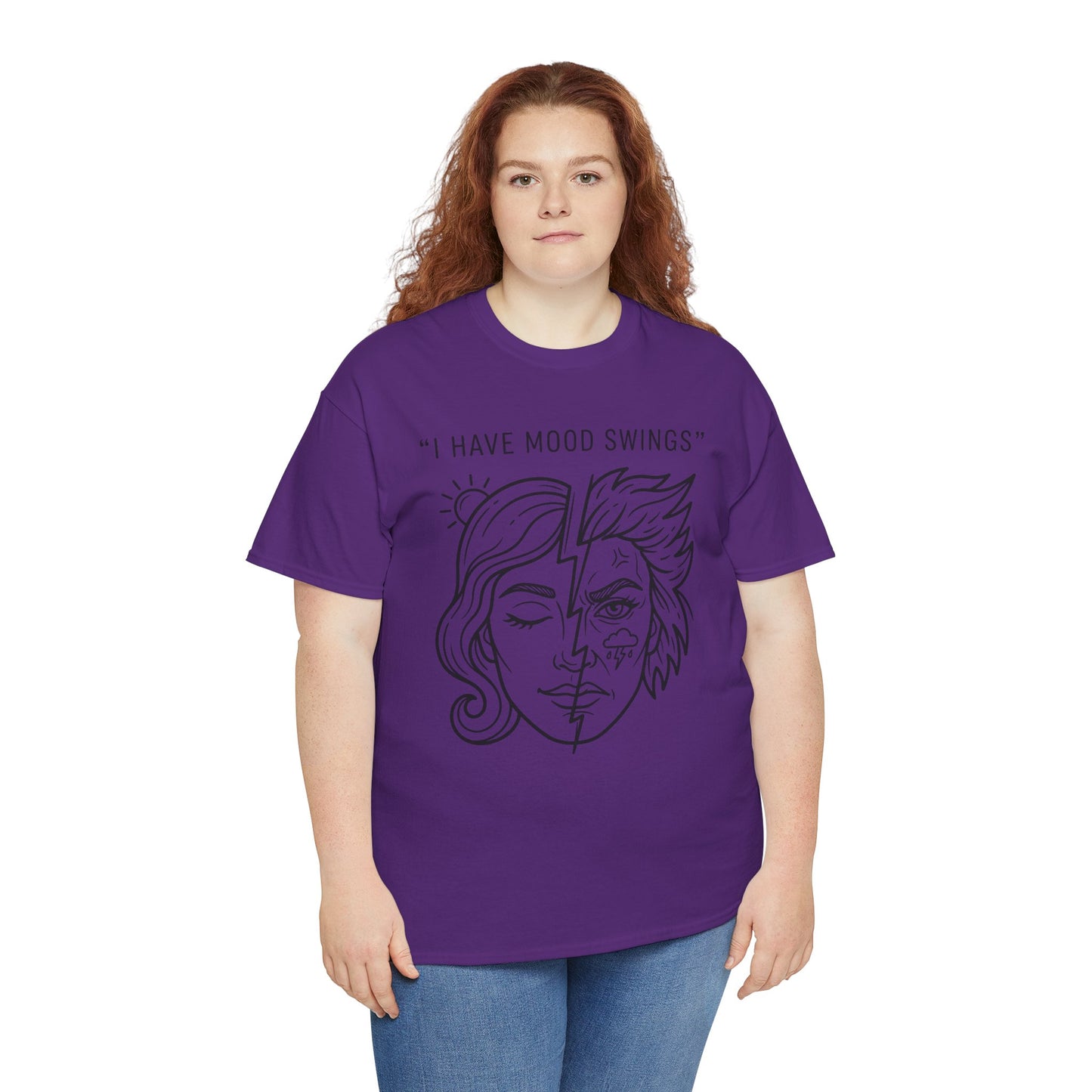 Mood Swings Graphic Tee — Split Face Line Art "I Have Mood Swings" T-Shirt Printify