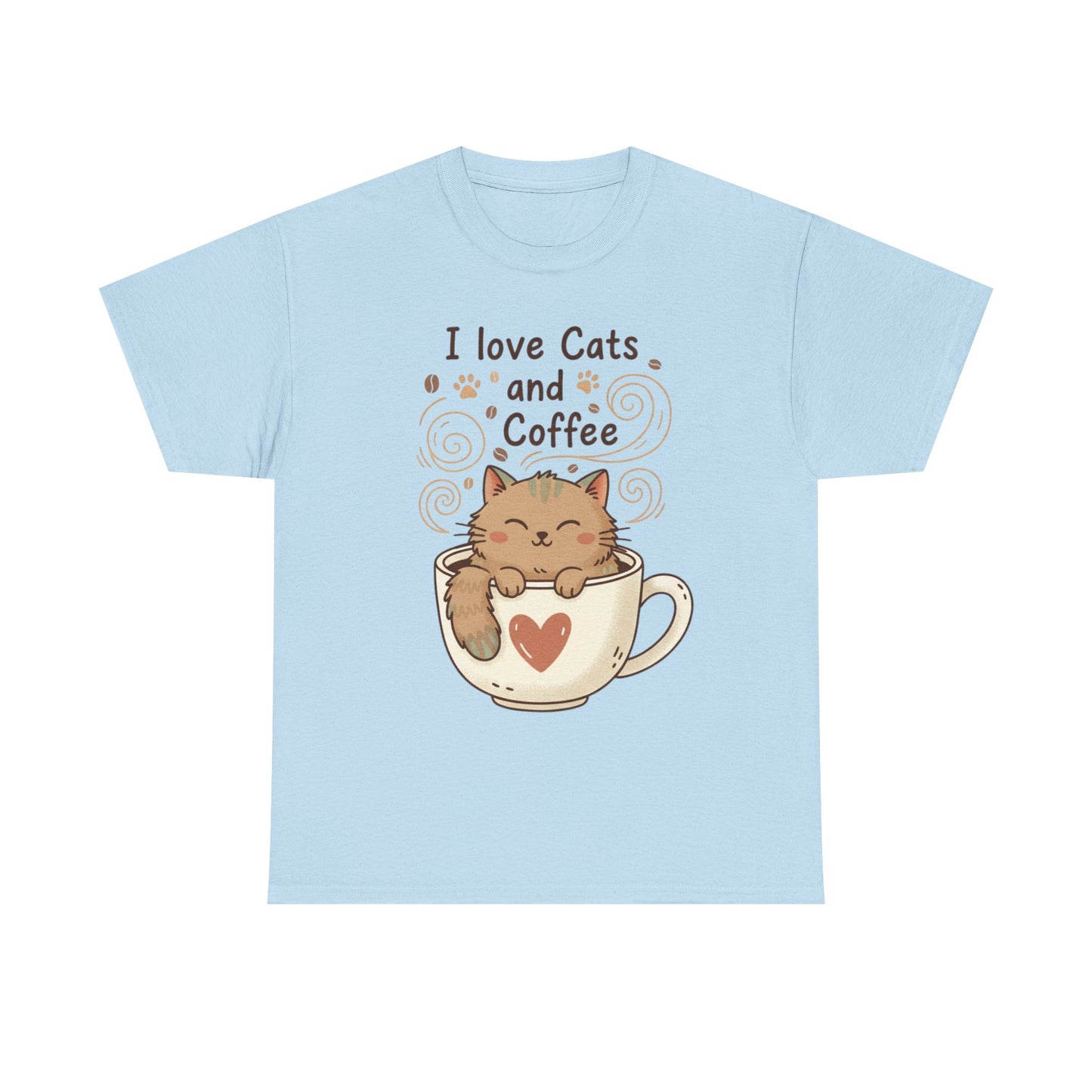 Cat and Coffee T‑Shirt — "I Love Cats and Coffee" Cute Cat in Mug Tee