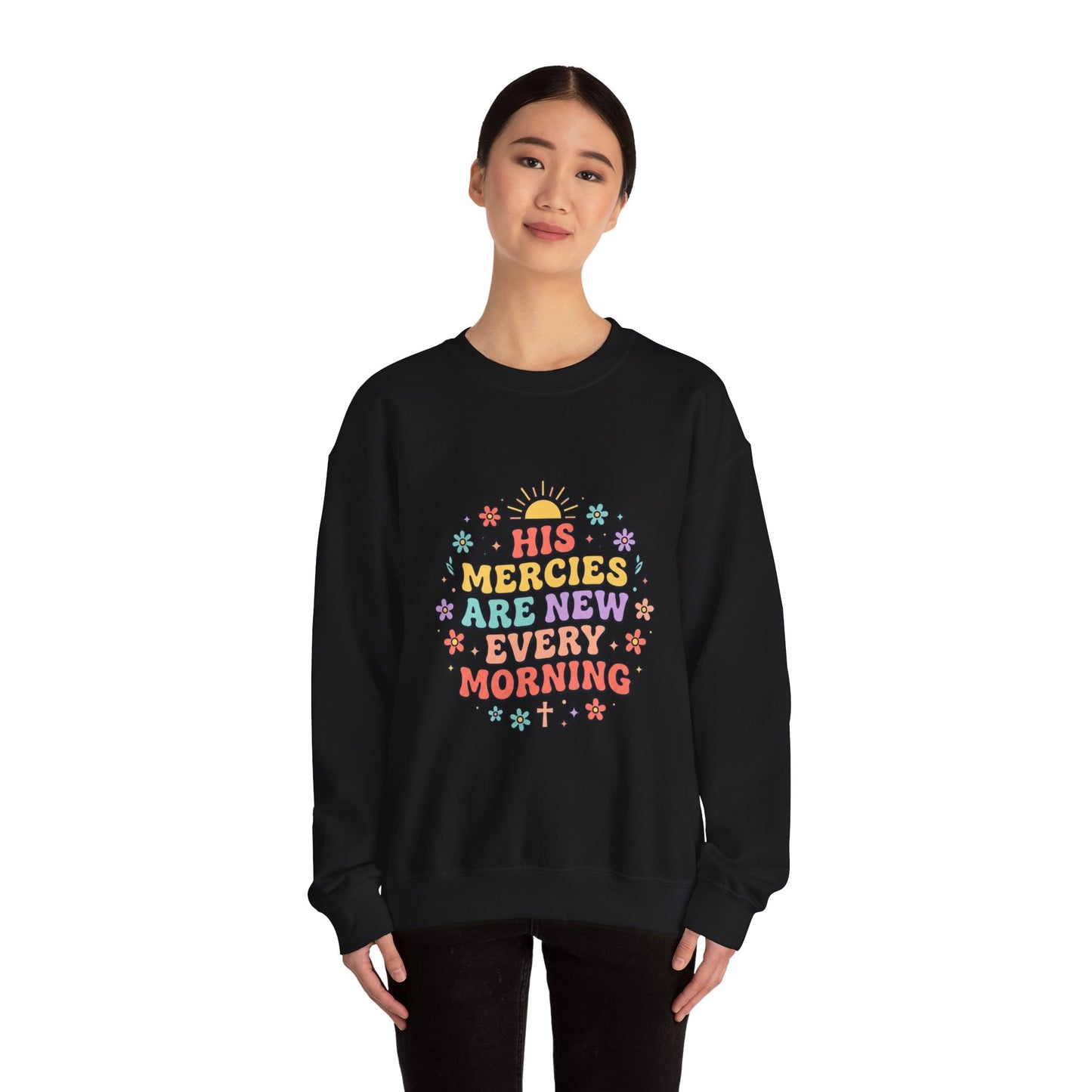 His Mercies Are New Every Morning Sweatshirt | Christian, Pastel Groovy Encouragement