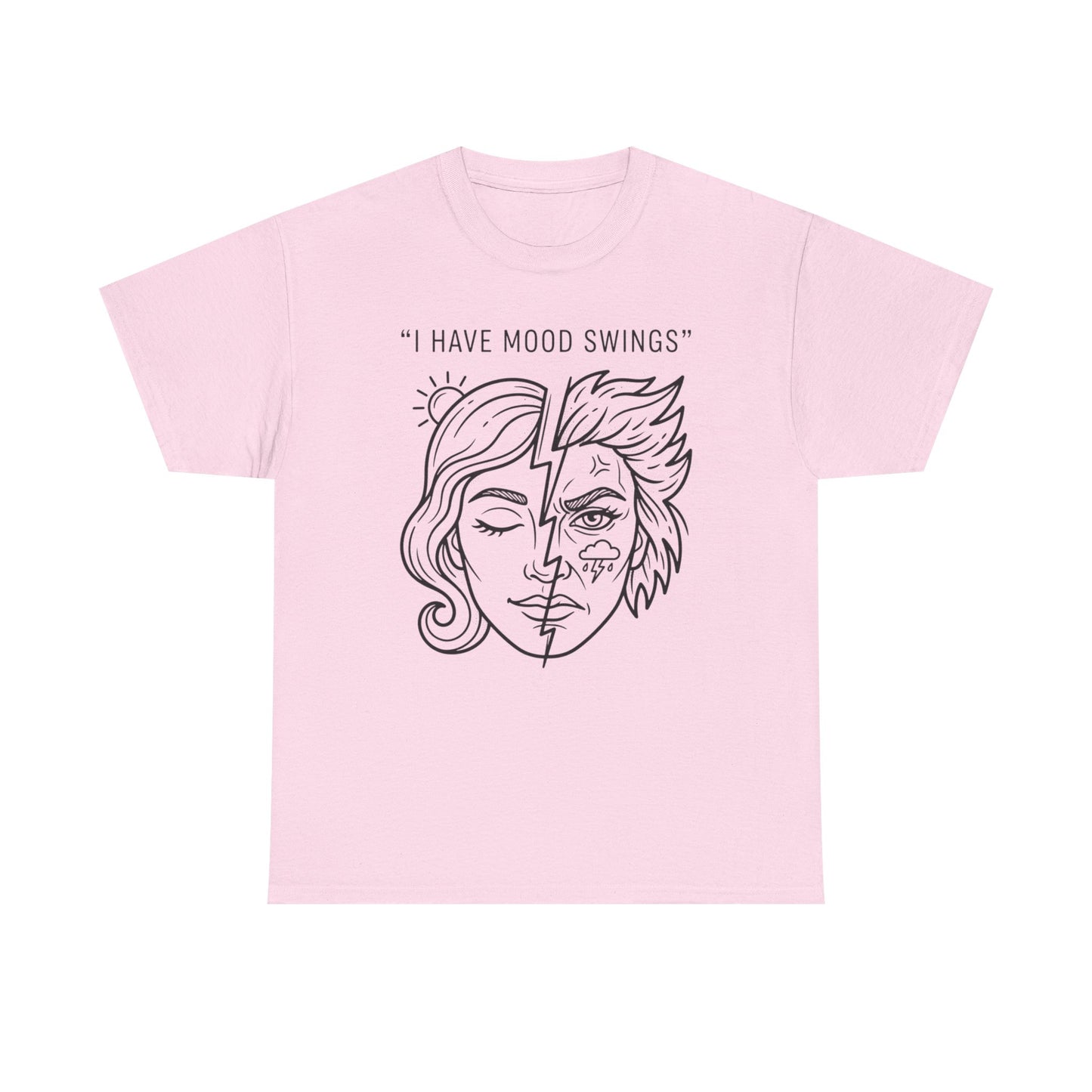 Mood Swings Graphic Tee — Split Face Line Art "I Have Mood Swings" T-Shirt Printify