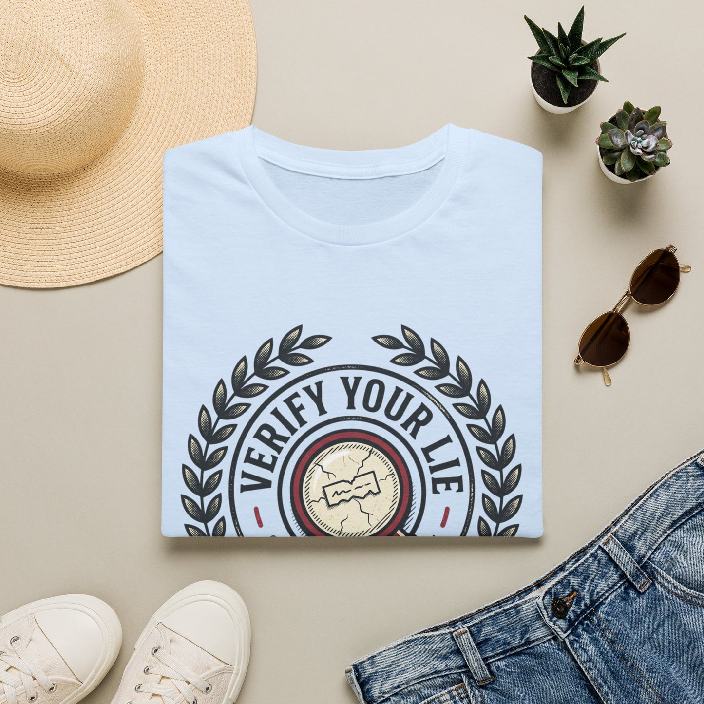 Verify Your Life T-Shirt — Vintage Badge Graphic Tee for Curious Minds