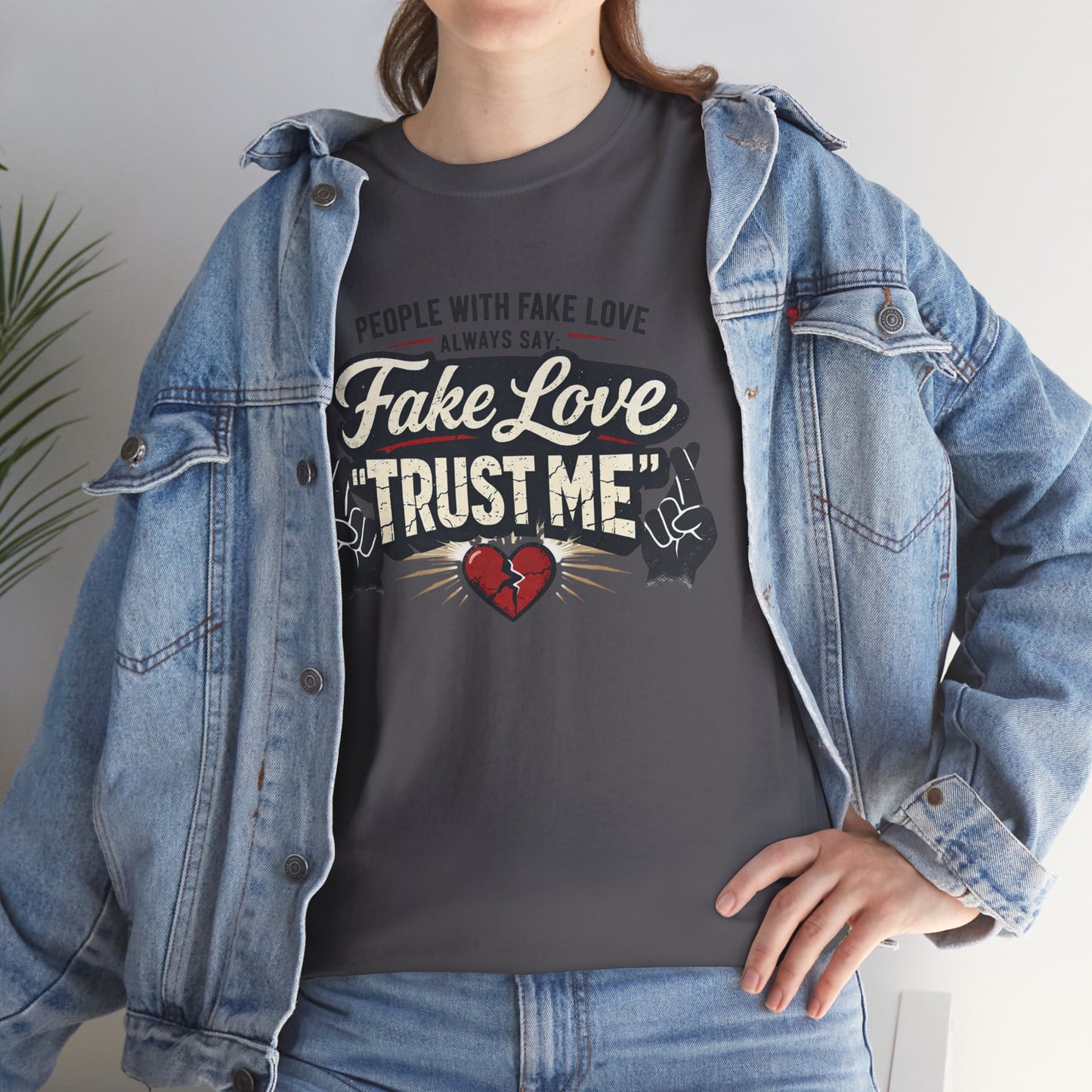 Fake Love Trust Me T-Shirt – Vintage Tattoo Heart Graphic Tee