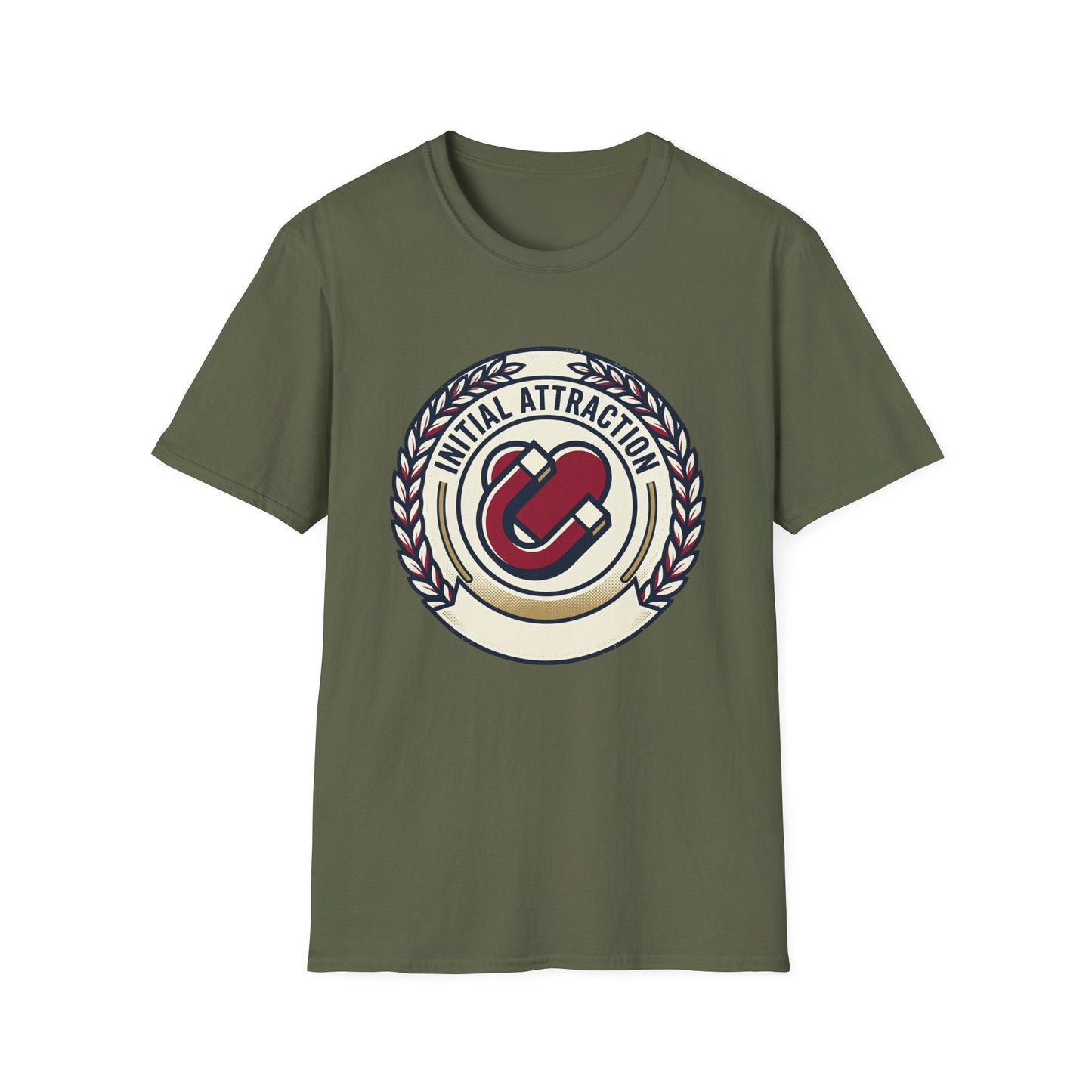 Initial Attraction T-Shirt — Retro Badge Heart Design