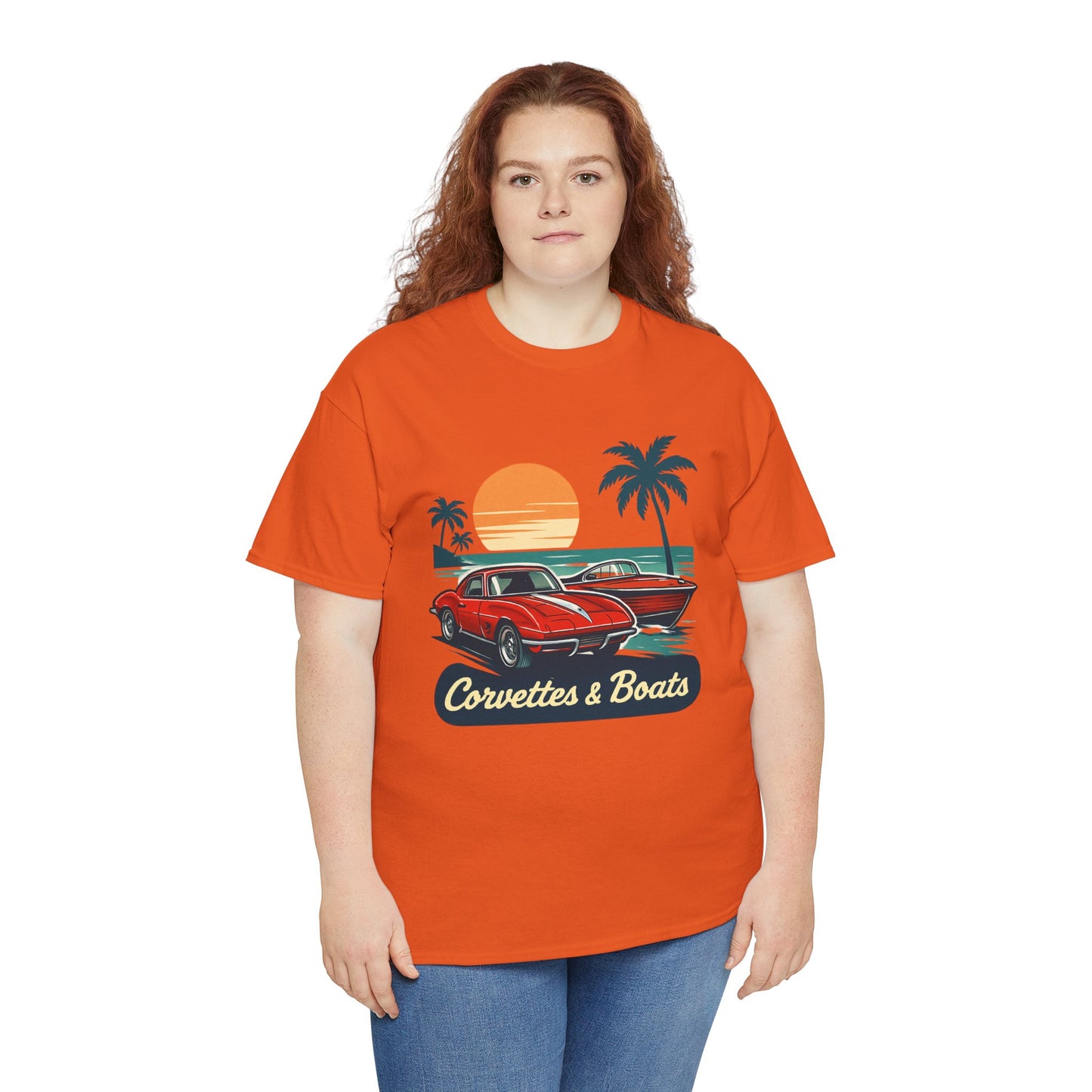 Corvettes & Boats Retro Sunset T‑Shirt