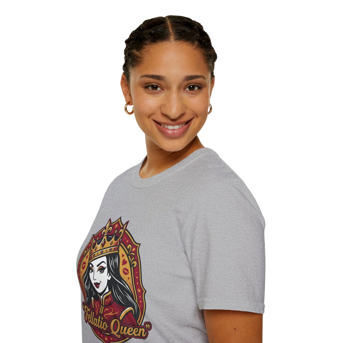 "Fellatio Queen" Retro Pinup Crown Graphic Tee Printify