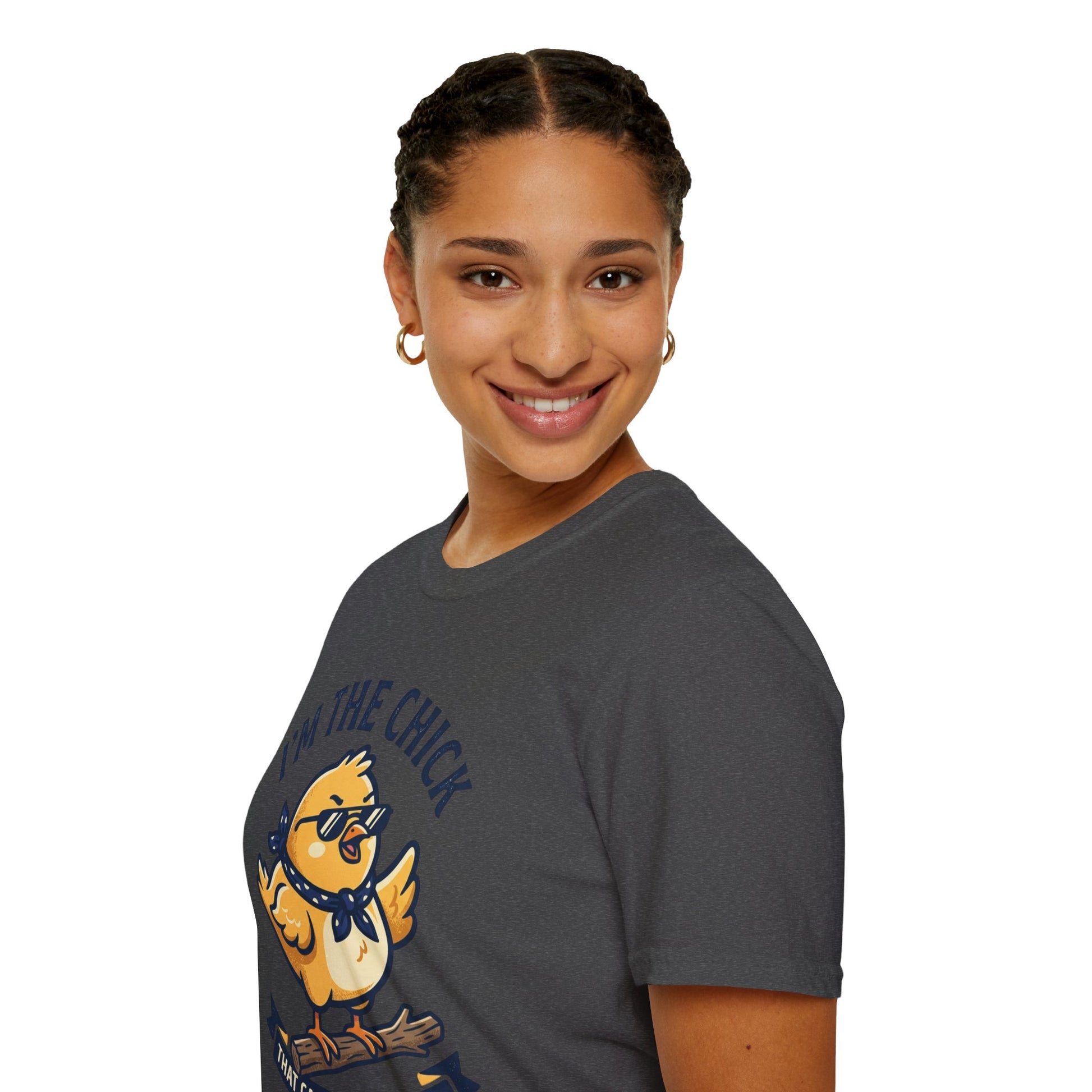 I’m the Chick That Can Take a Stick T-Shirt — Cute Tough Chick Graphic Tee Printify