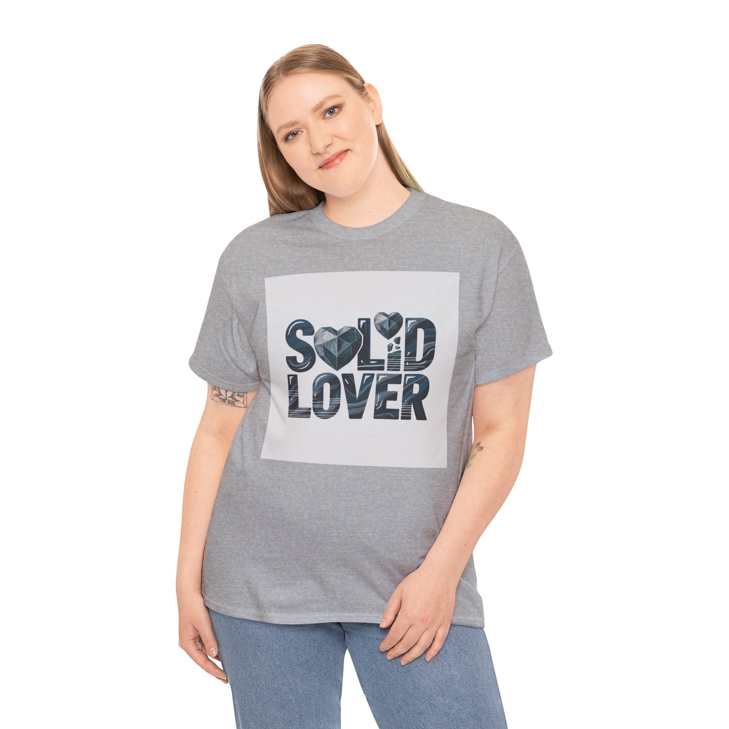 Solid Lover T‑Shirt — Bold Heart Typography Tee for Couples & Romance