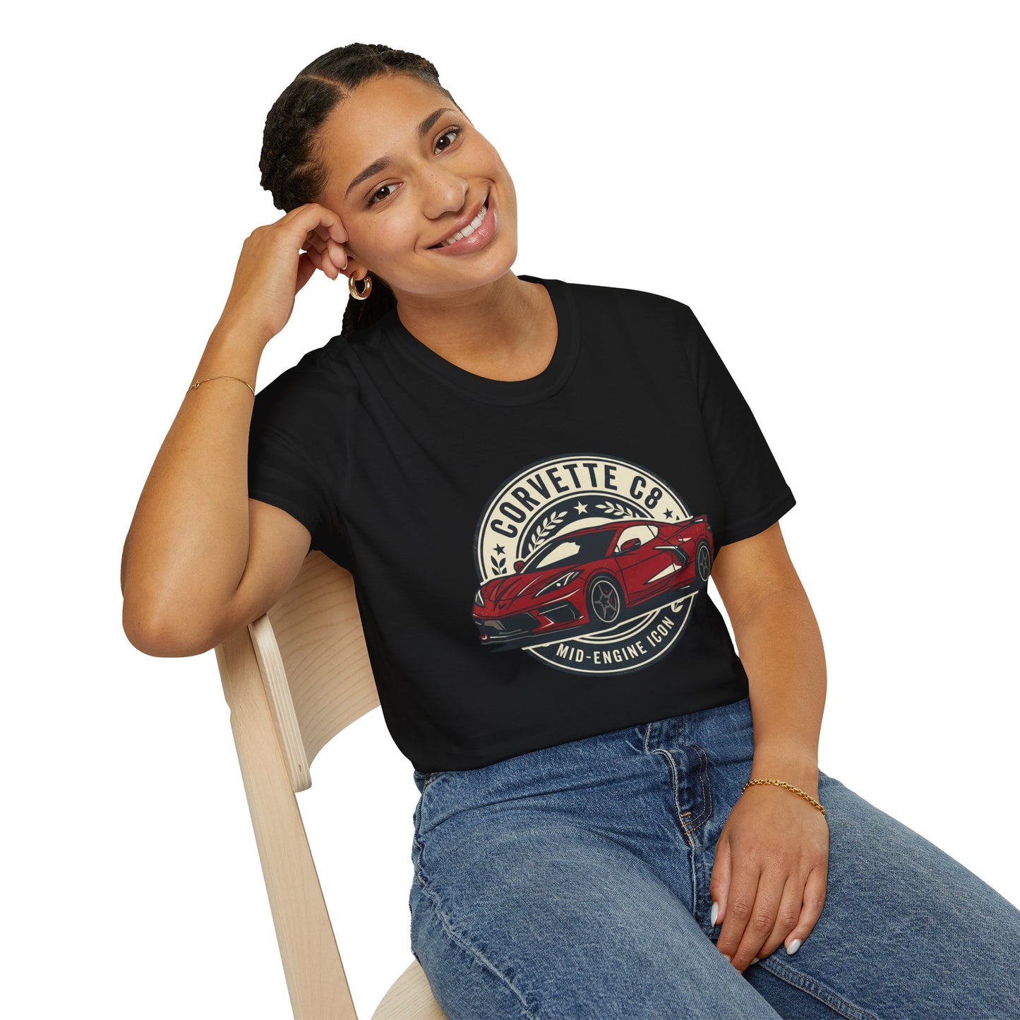 Corvette C8 Tee — Red Mid‑Engine Icon Car Shirt