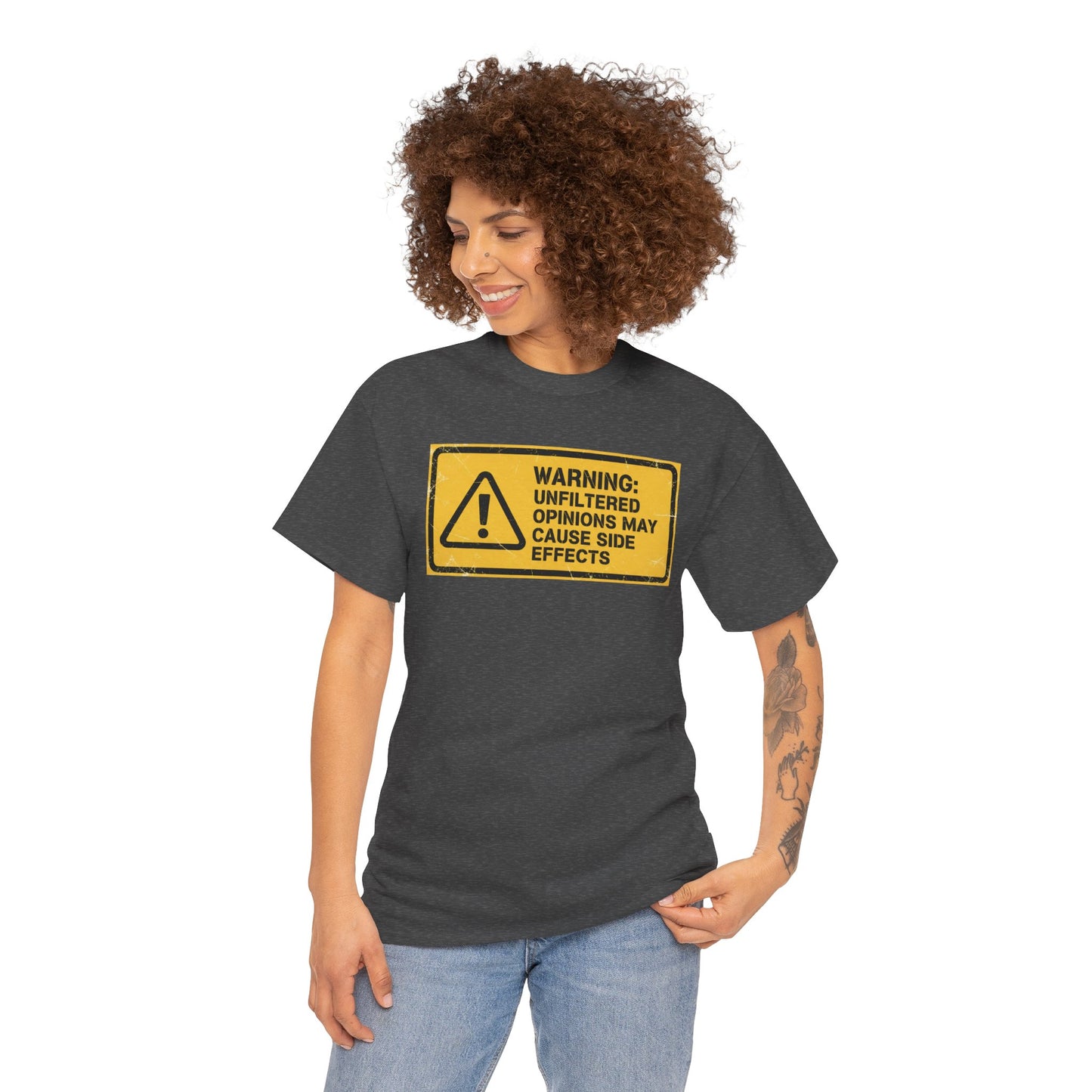 T-Shirt — "Warning: Unfiltered Opinions May Cause Side Effects" Graphic Tee