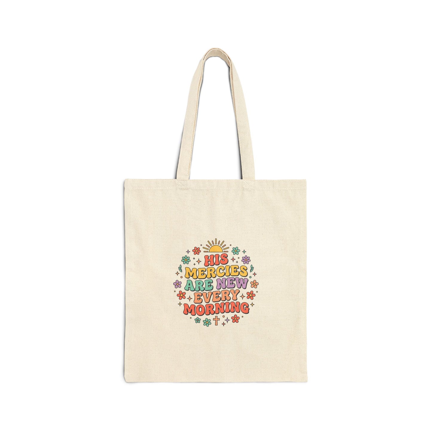 His Mercies Are New Every Morning Tote, Christian Encouragement, Retro Pastel