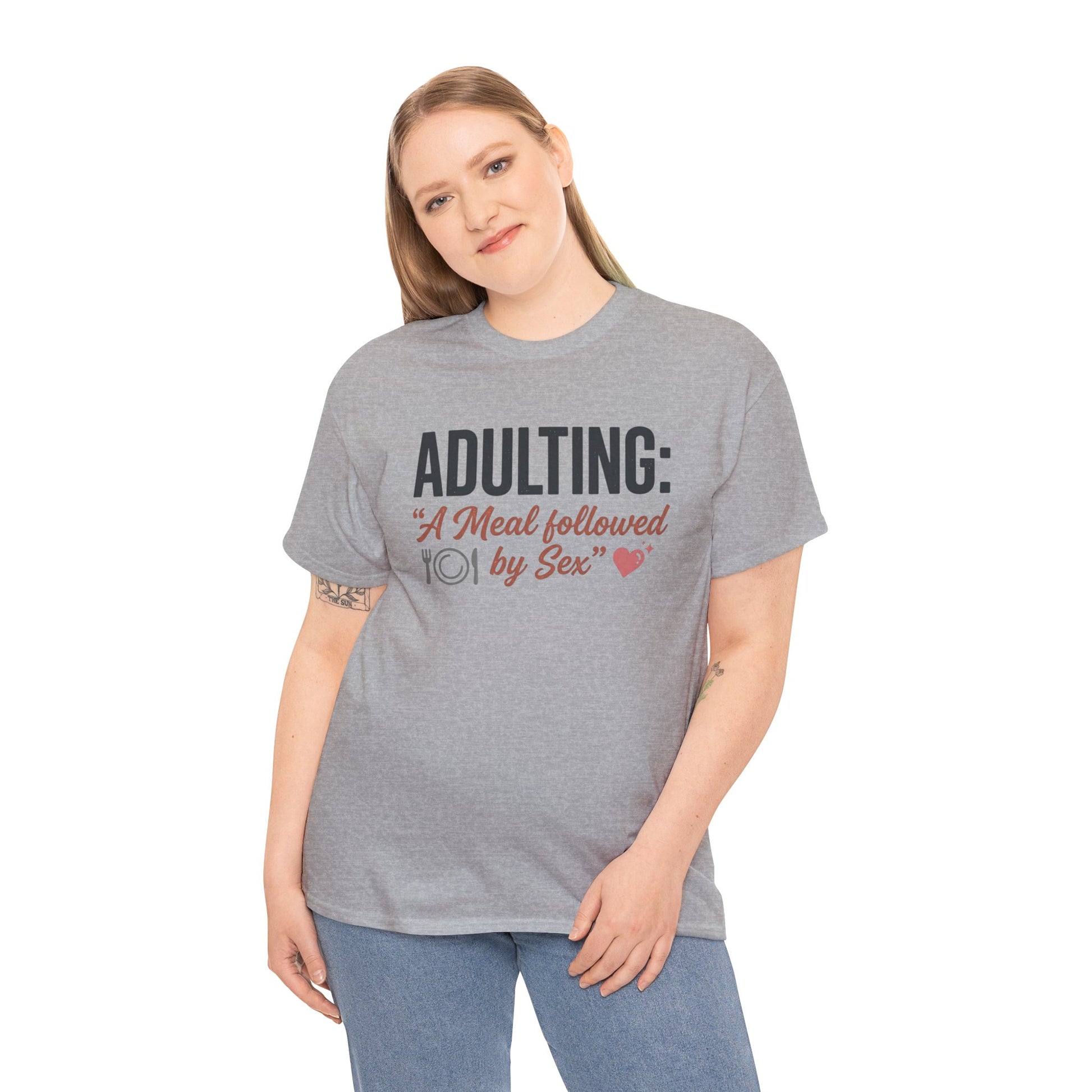 Adulting T‑Shirt – "Adulting: A Meal Followed by Sex" Funny Graphic Tee Printify