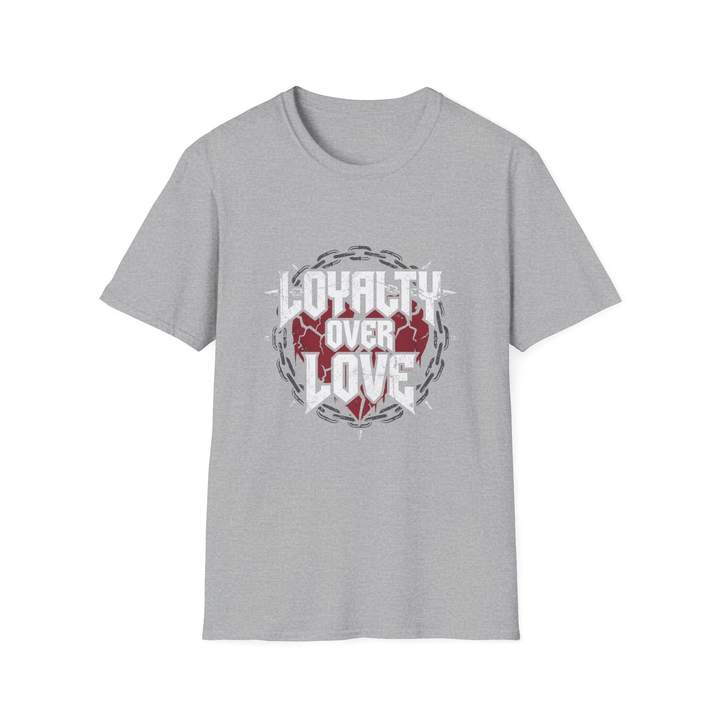 Loyalty Over Love T-Shirt — Edgy Heart & Chain Graphic Tee