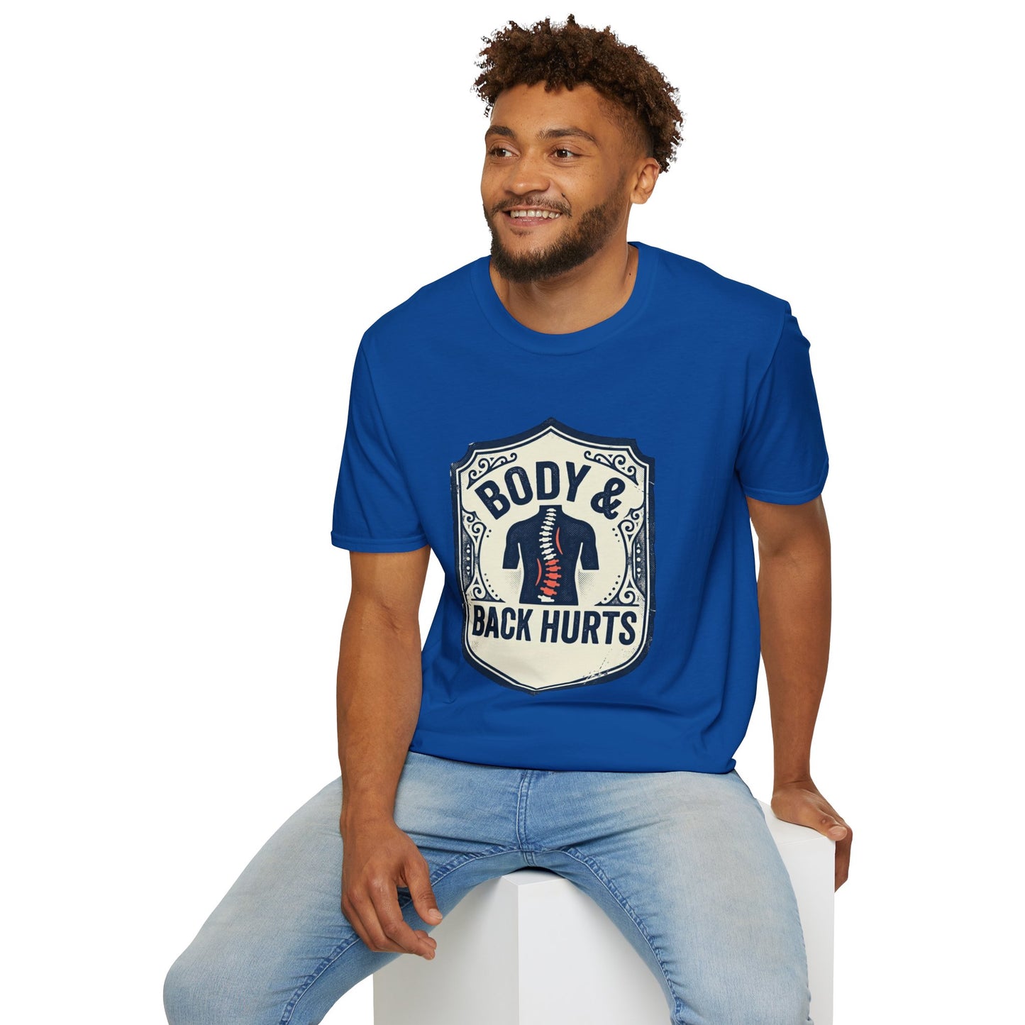Back Hurts T-Shirt — Body & Back Hurts Graphic Tee for Spine Pain Relief Awareness