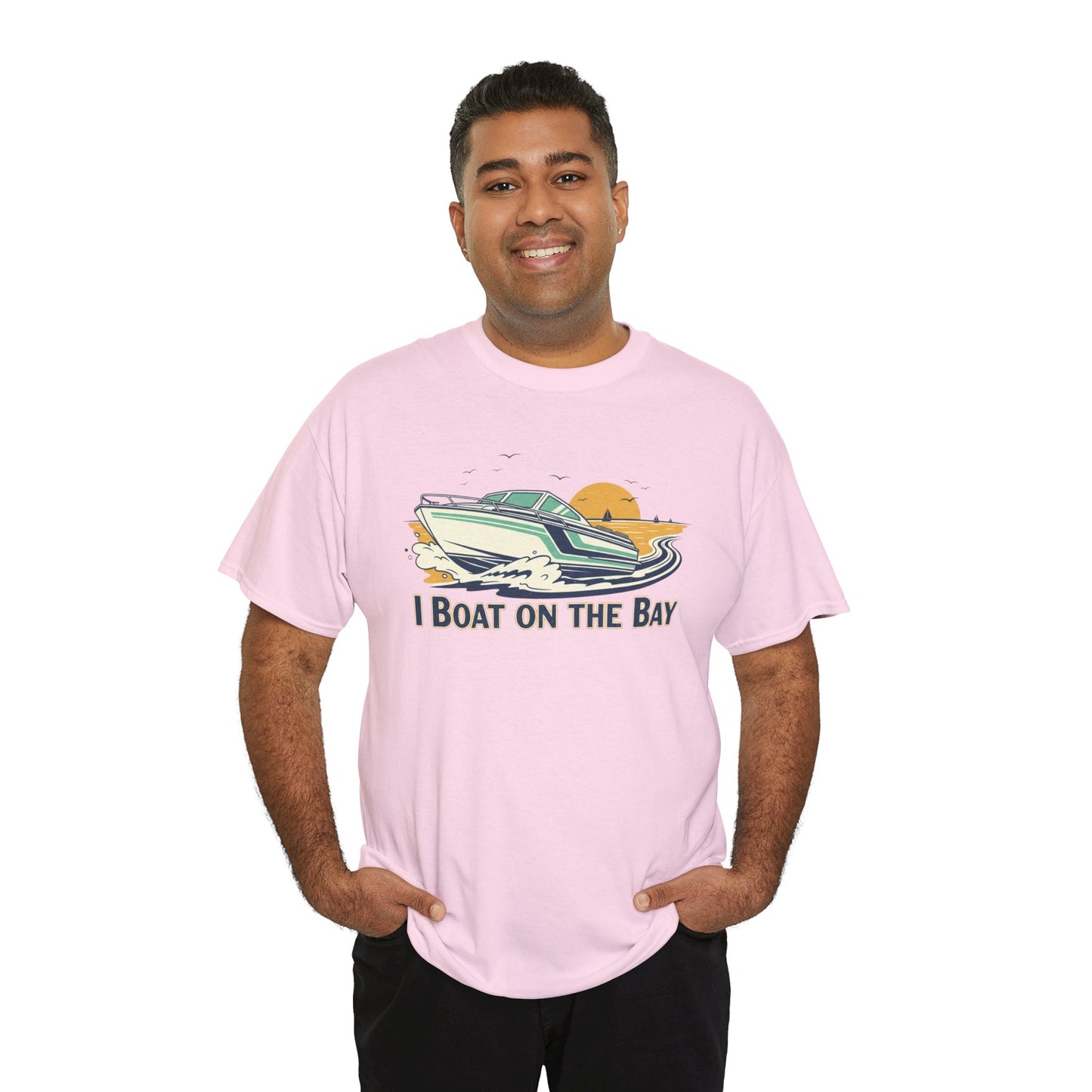 Boat on the Bay T-Shirt — Retro Motorboat Sunset Tee Printify