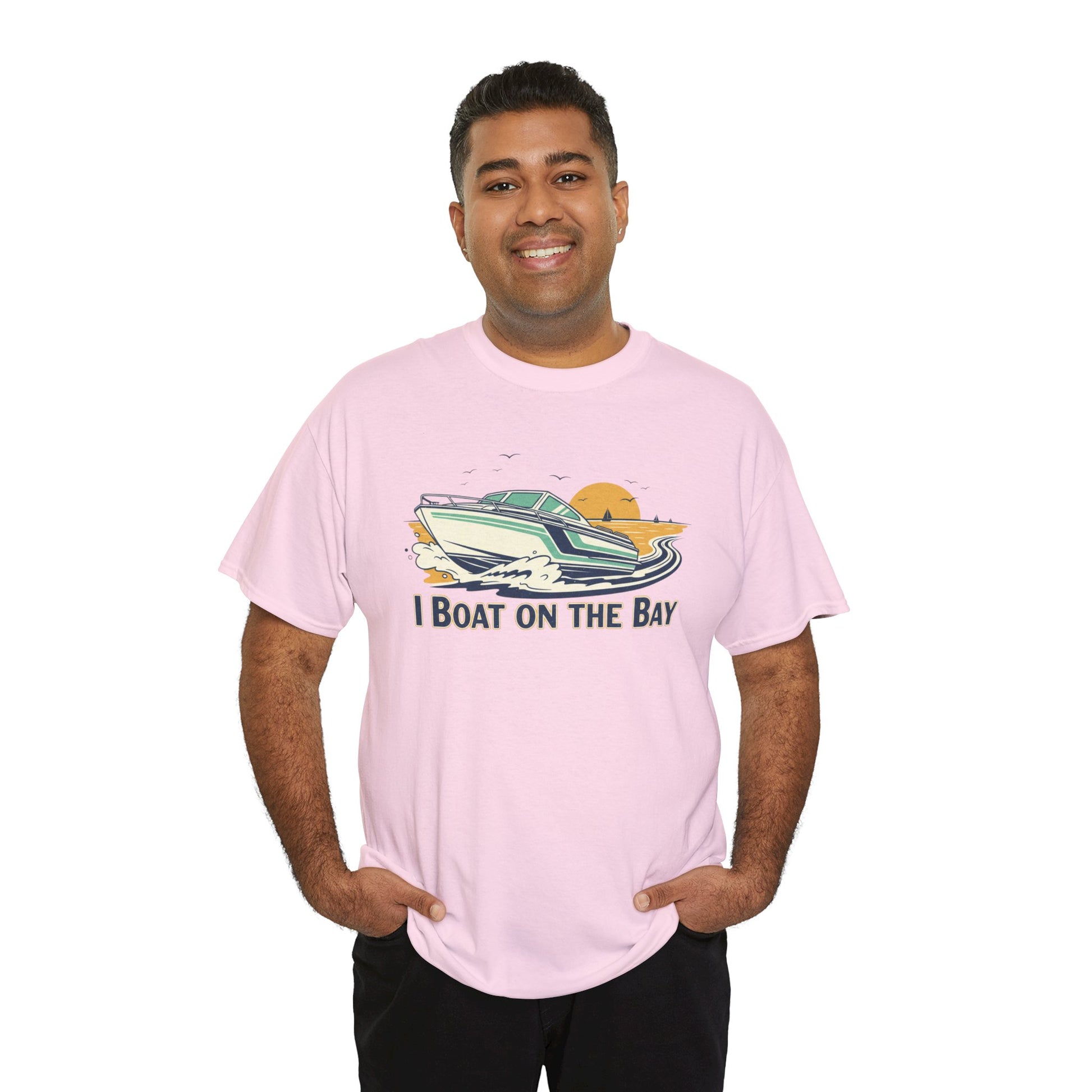 Boat on the Bay T-Shirt — Retro Motorboat Sunset Tee Printify