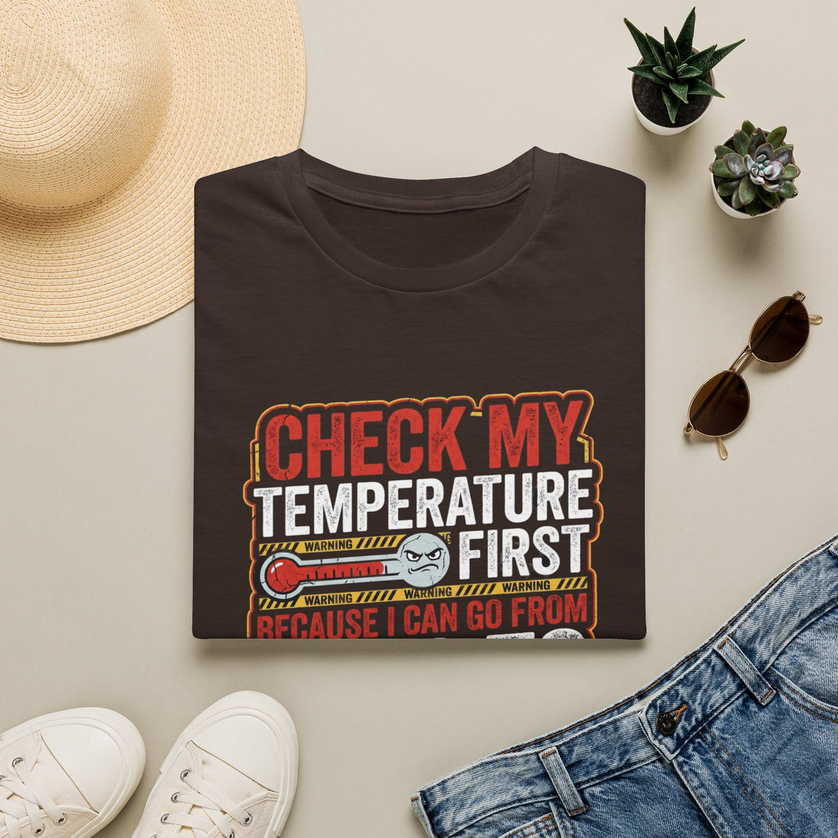 Check My Temperature First T‑Shirt — Funny Mood Thermometer Tee