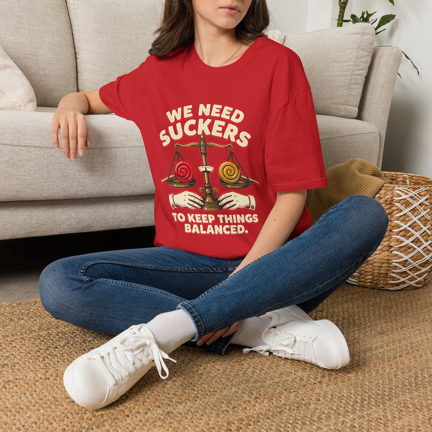 "We Need Suckers to Keep Things Balanced" Retro Candy Scale Tee