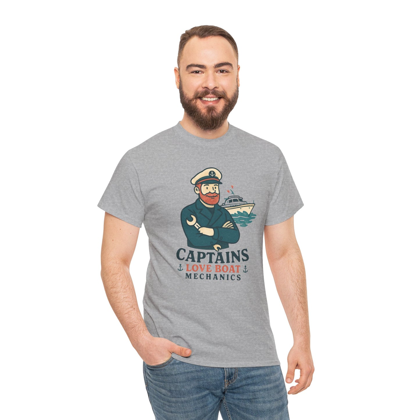 Captain Mechanics T‑Shirt — "Captains Love Boat Mechanics" Nautical Crew Tee
