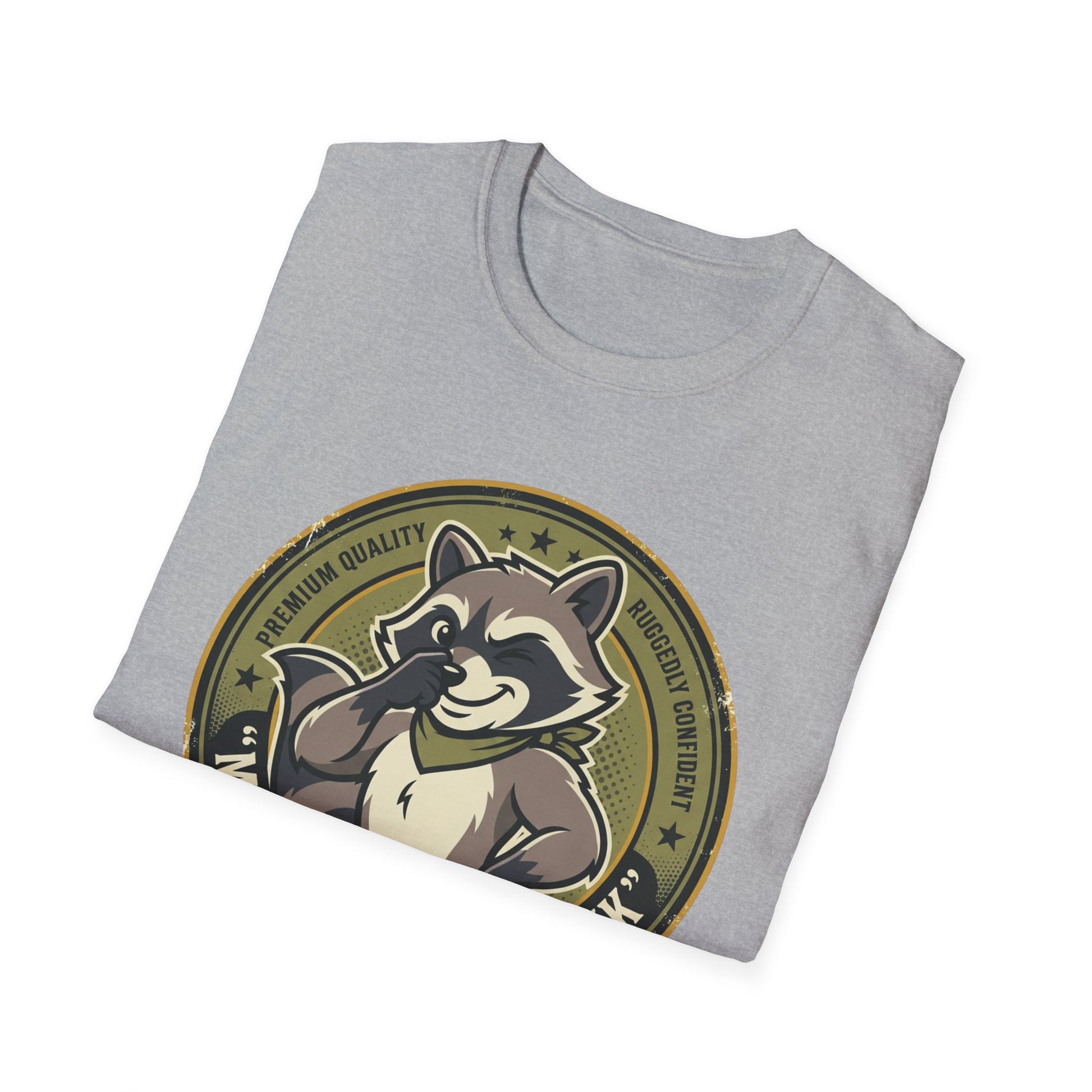 Raccoon Badge T-Shirt — "My Shit Doesn't Stink" Funny Graphic Tee Printify