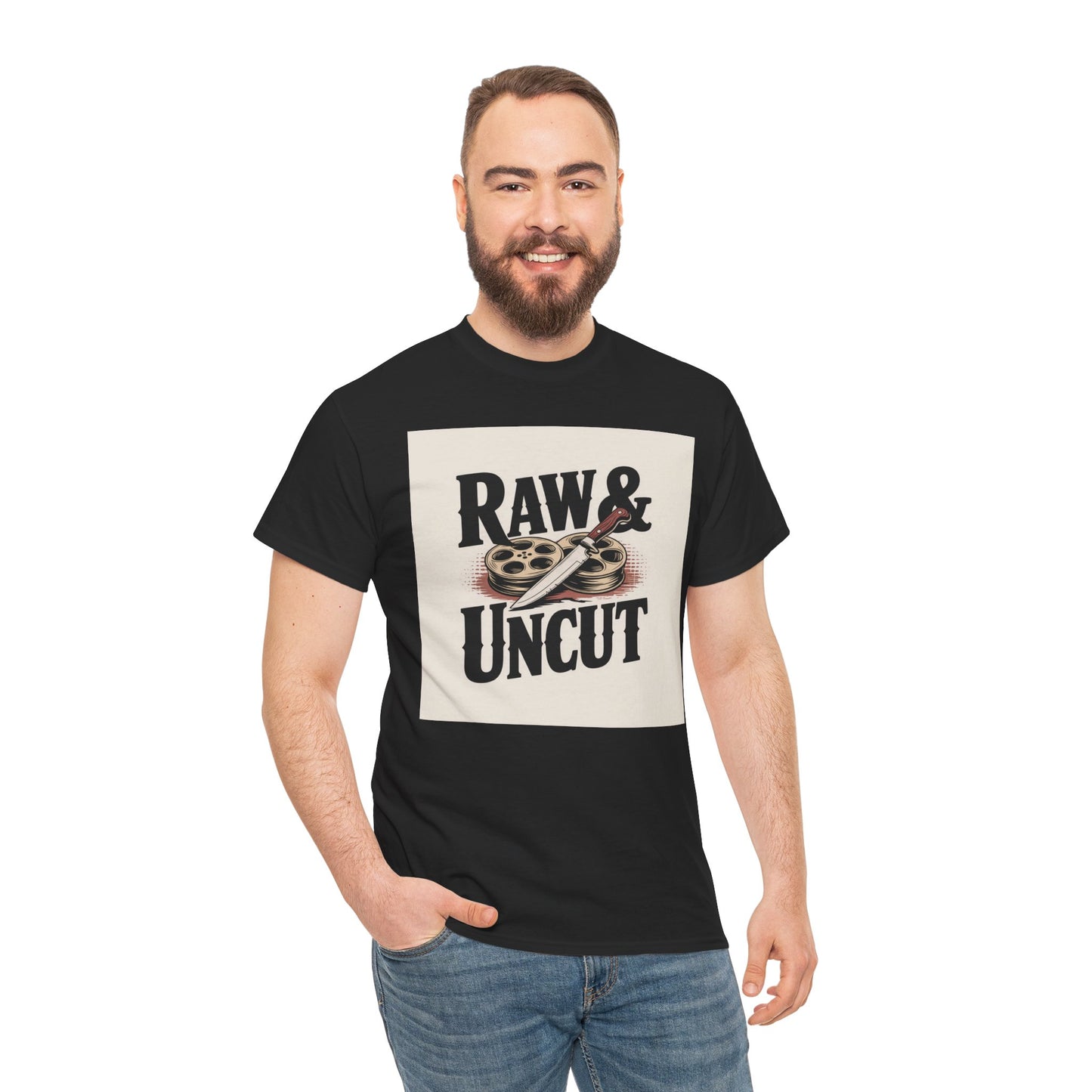 Raw & Uncut Graphic Tee — Vintage Film Reel Movie Lover T-Shirt